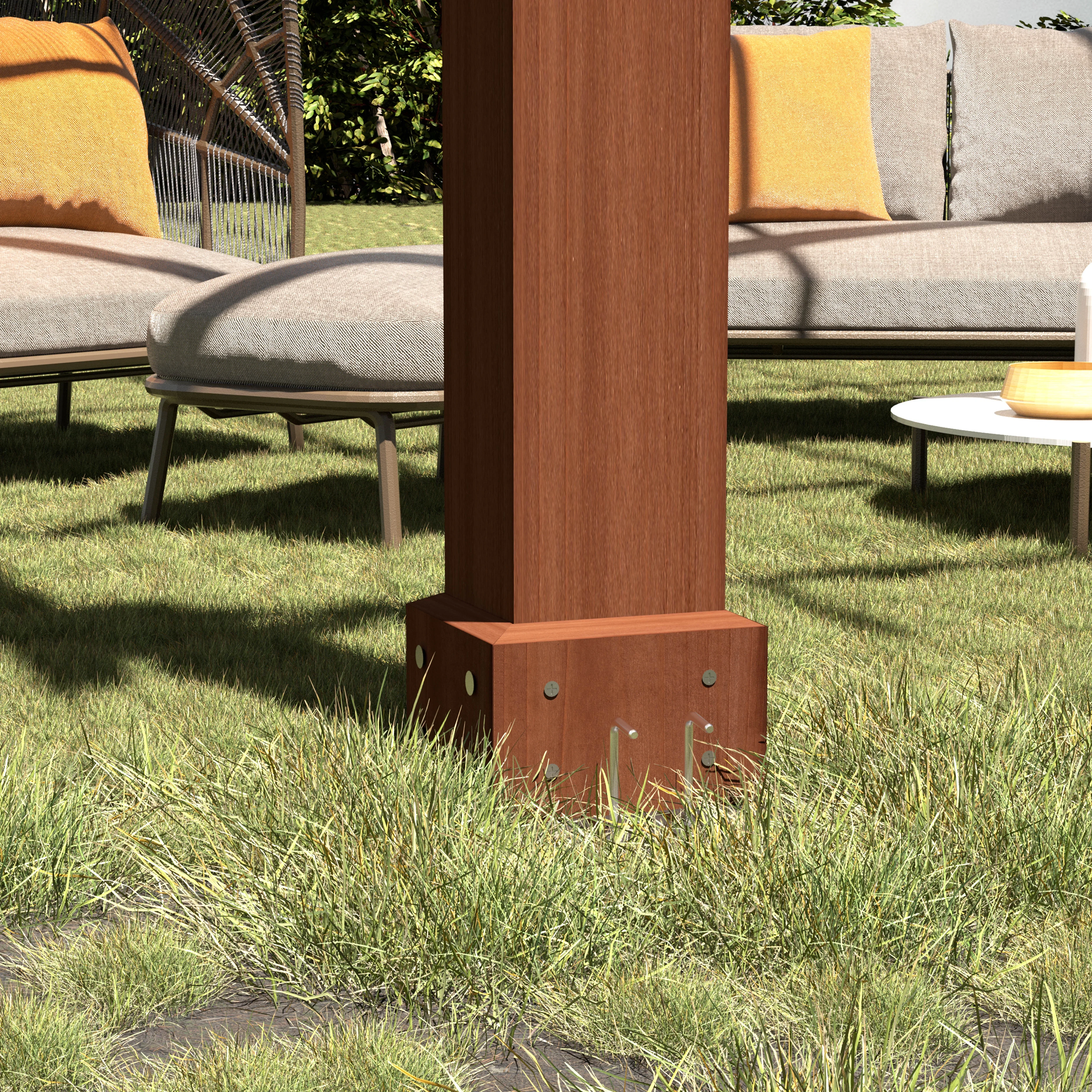 VEIKOUS 12'x10' Cedar Wood Pergola w/ Flat Roof and Ground Stakes for Outdoor Patio, Garden, Deck