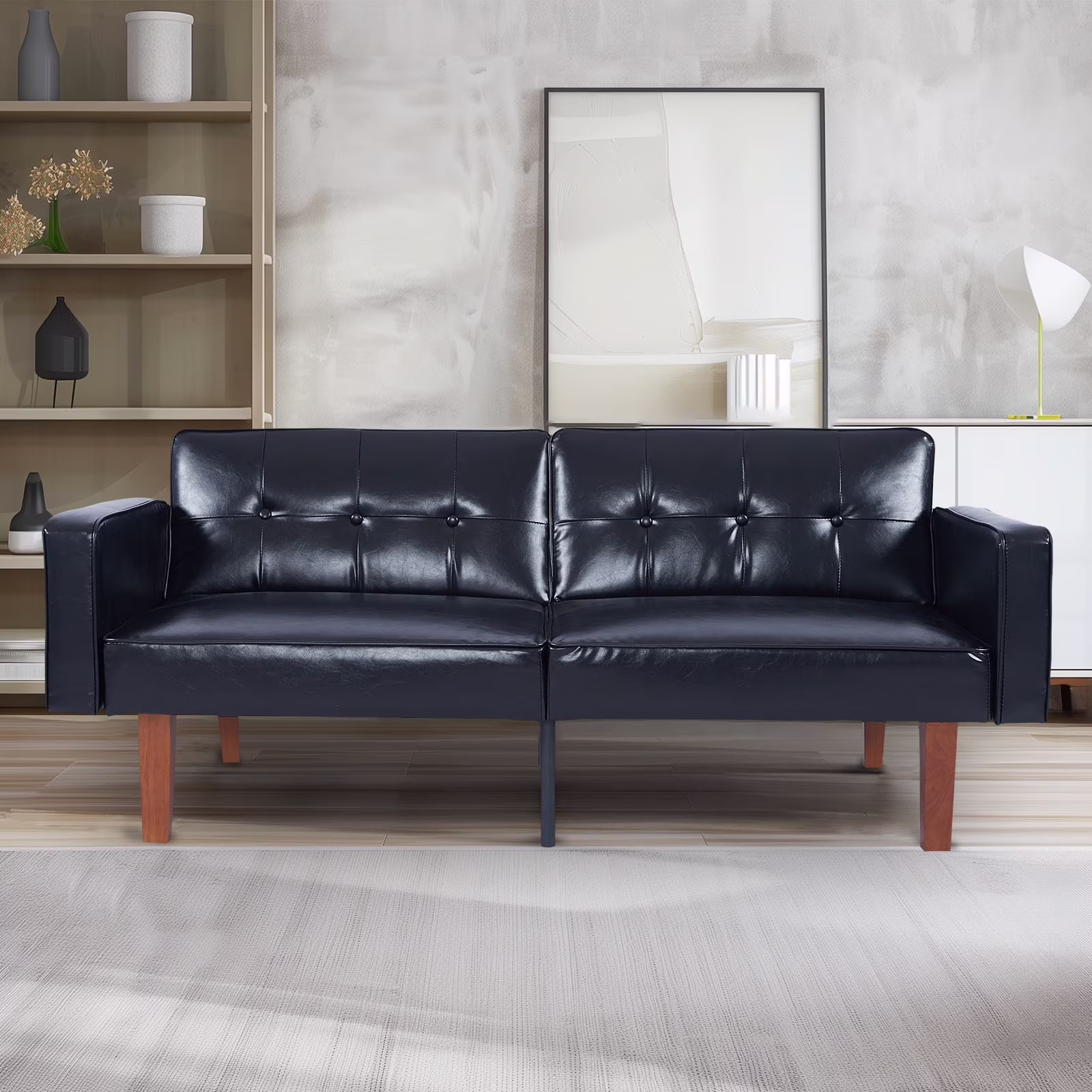 Sofa Bed, Convertible Memory Foam Futon Couch, Adjustable Sleeper Sofa Bed for Living Room, Gray(Gray1) - Image 7