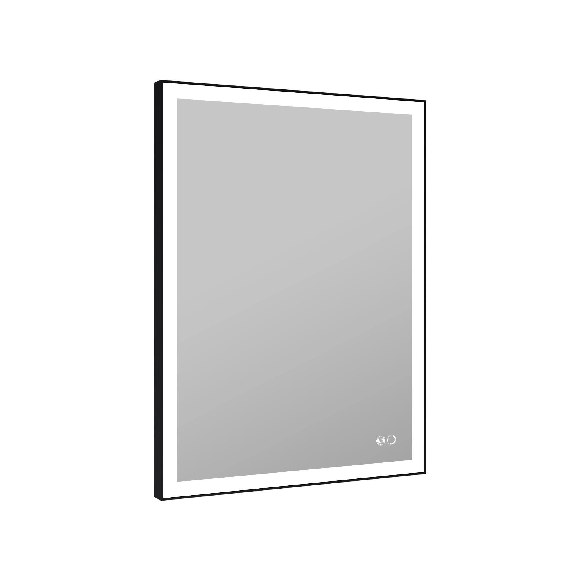 Forclover Dimmable LED Mirror 28-in x 36-in Dimmable LED Lighted Black Fog Free Framed Bathroom Vanity Mirror | MEAM-5F2836MB
