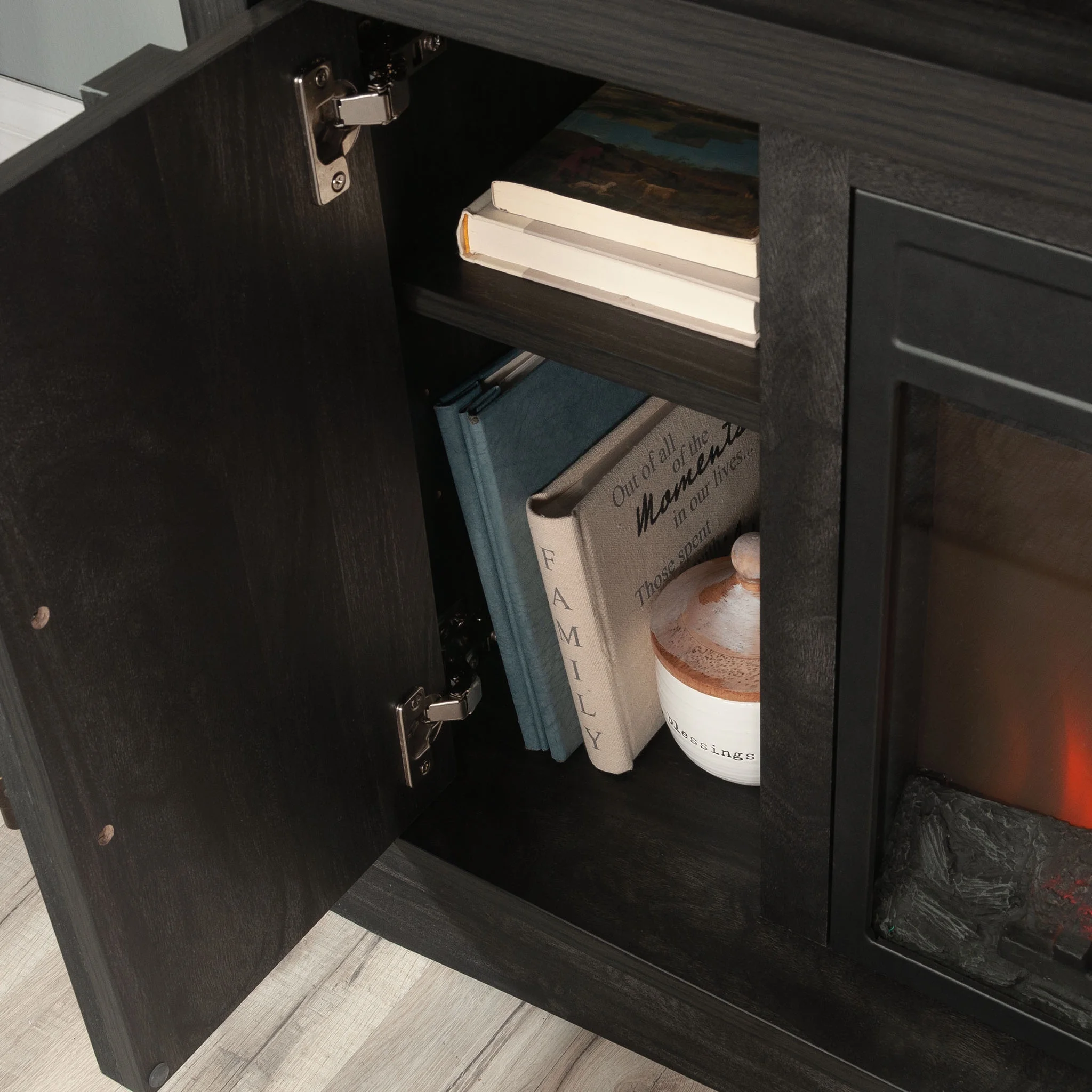 Entertainment/Fireplace TV Stand for TV's up to 50", Black Finish - Image 8