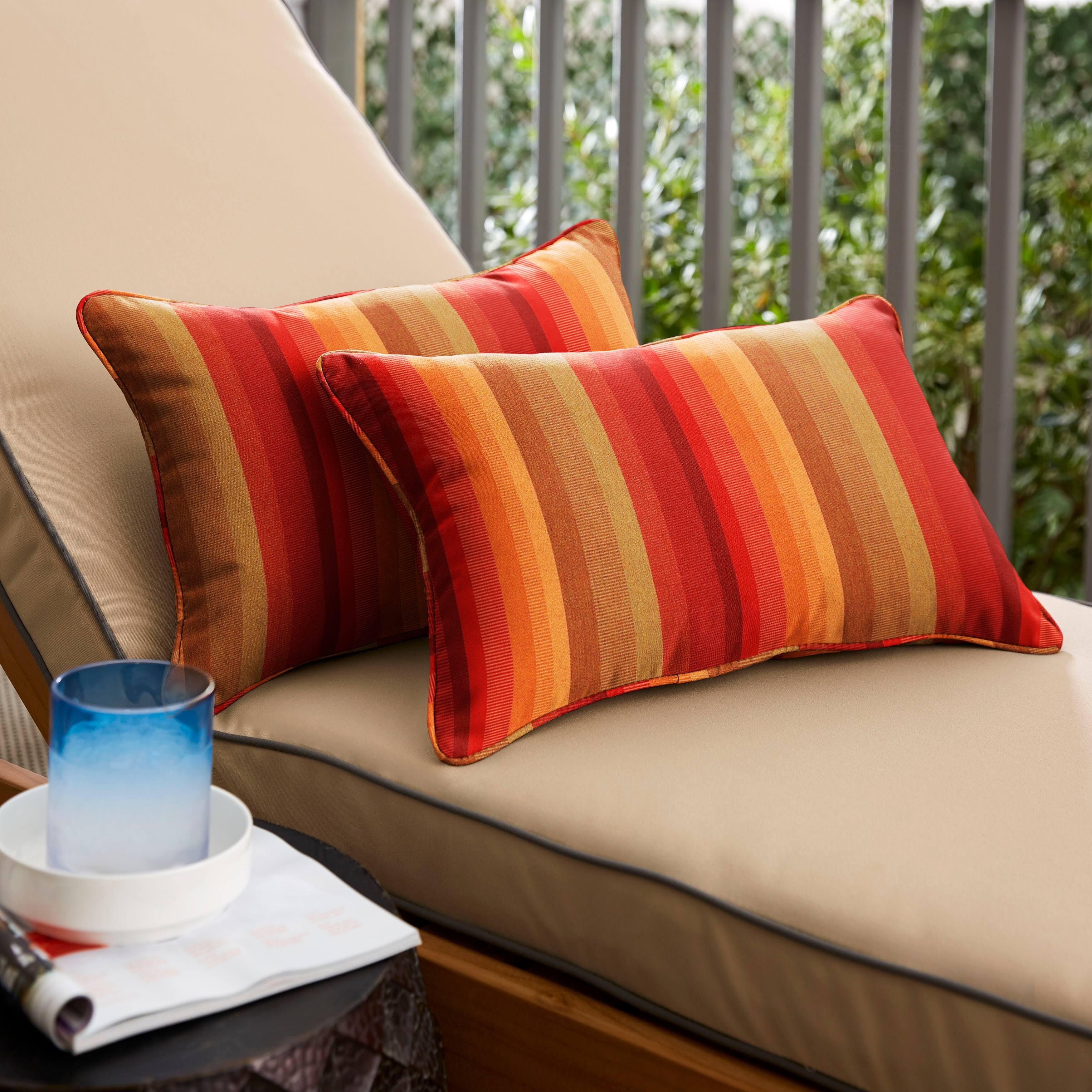 Mozaic Company Sunbrella Astoria Sunset Corded Indoor/ Outdoor Pillows (Set of 2) 12 in x 18 in, Size: 12 x 18, Yellow