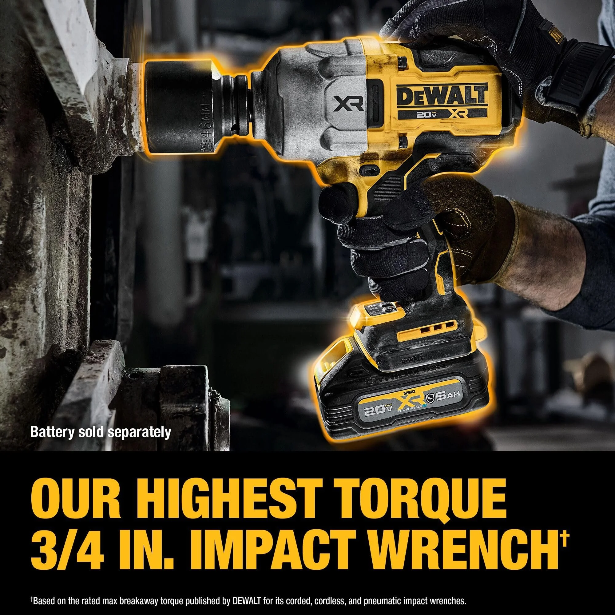 20V MAX XR Brushless Cordless 3/4 In. High Torque Impact Wrench with Hog Ring Anvil Tool Only DCF964B - Image 4
