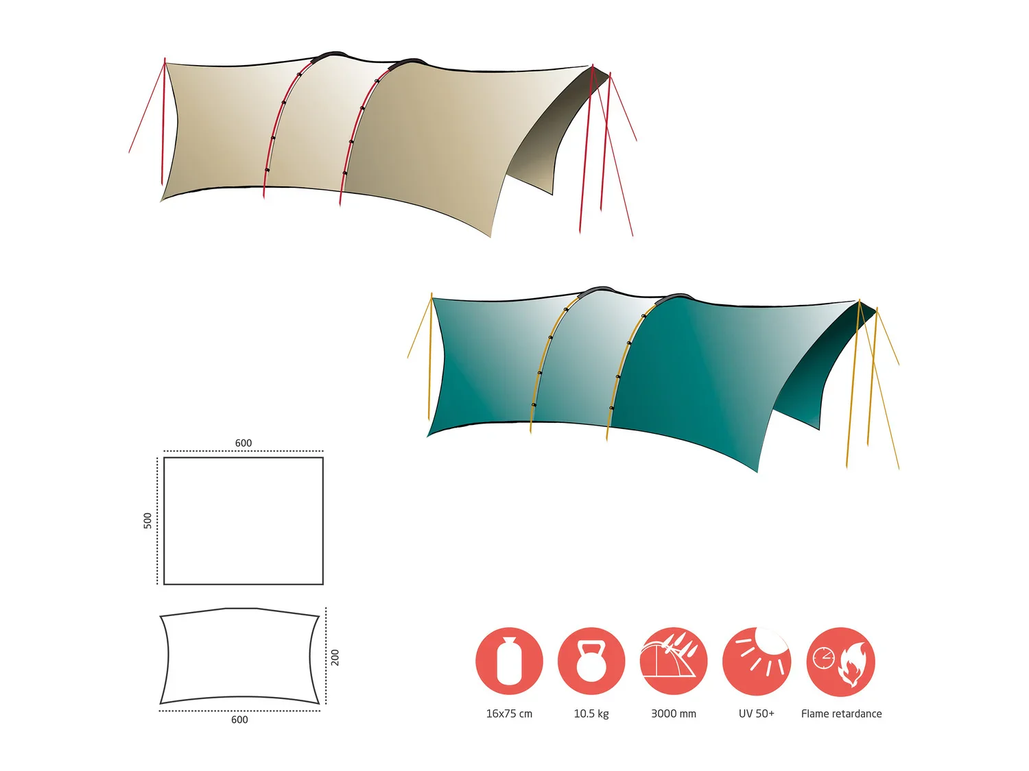 Grand Canyon Auvent  Tahuta Shelter 5 , 600 x 500 cm