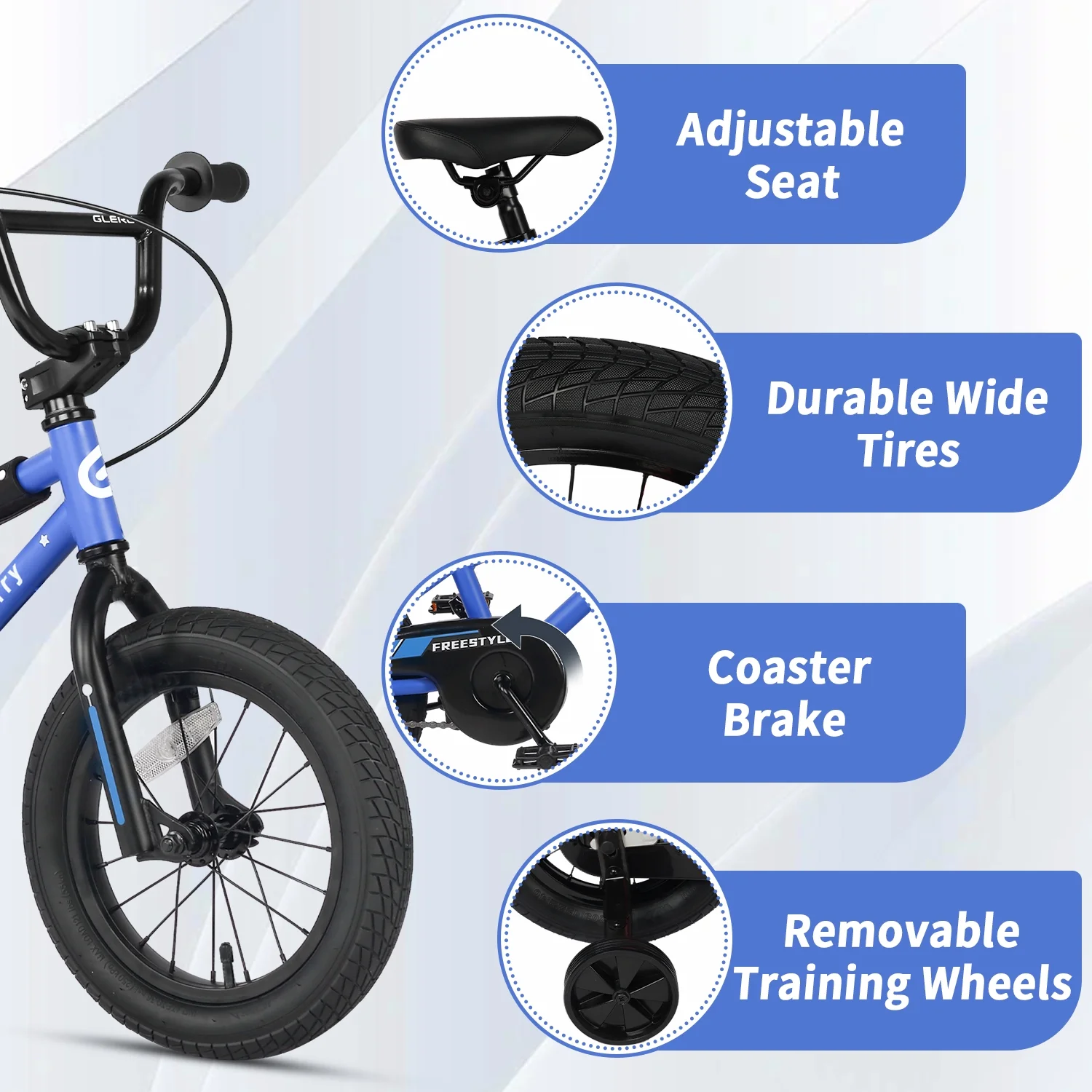 14 Inch Little Kids Bike BMX Style Bicycle with Training Wheels Coaster Brake for 3 4 5 Years Old Boys Girls, Blue(Blue/14") - Image 4