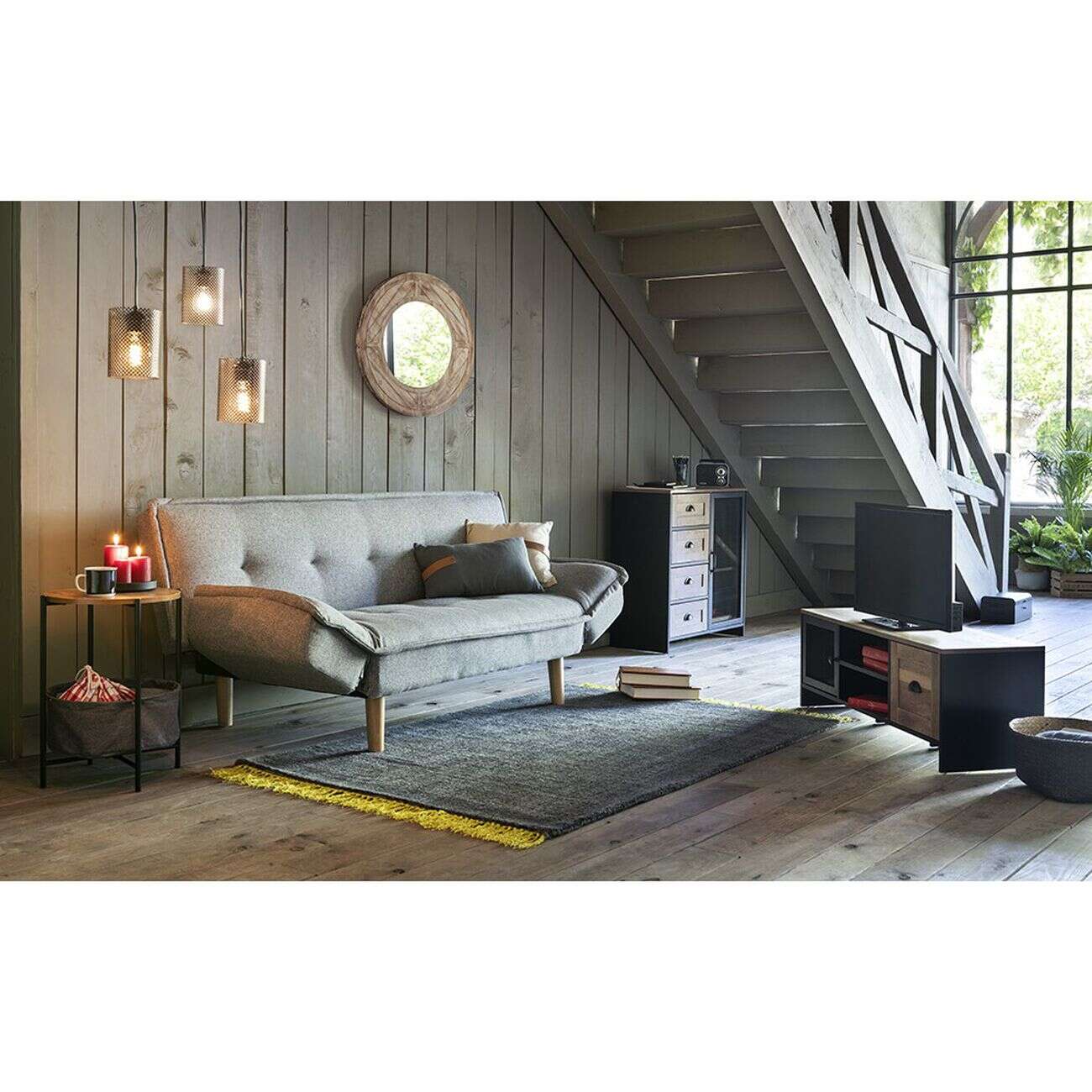 Buffet Laura noir et miel - L80 x P35 x H82 cm