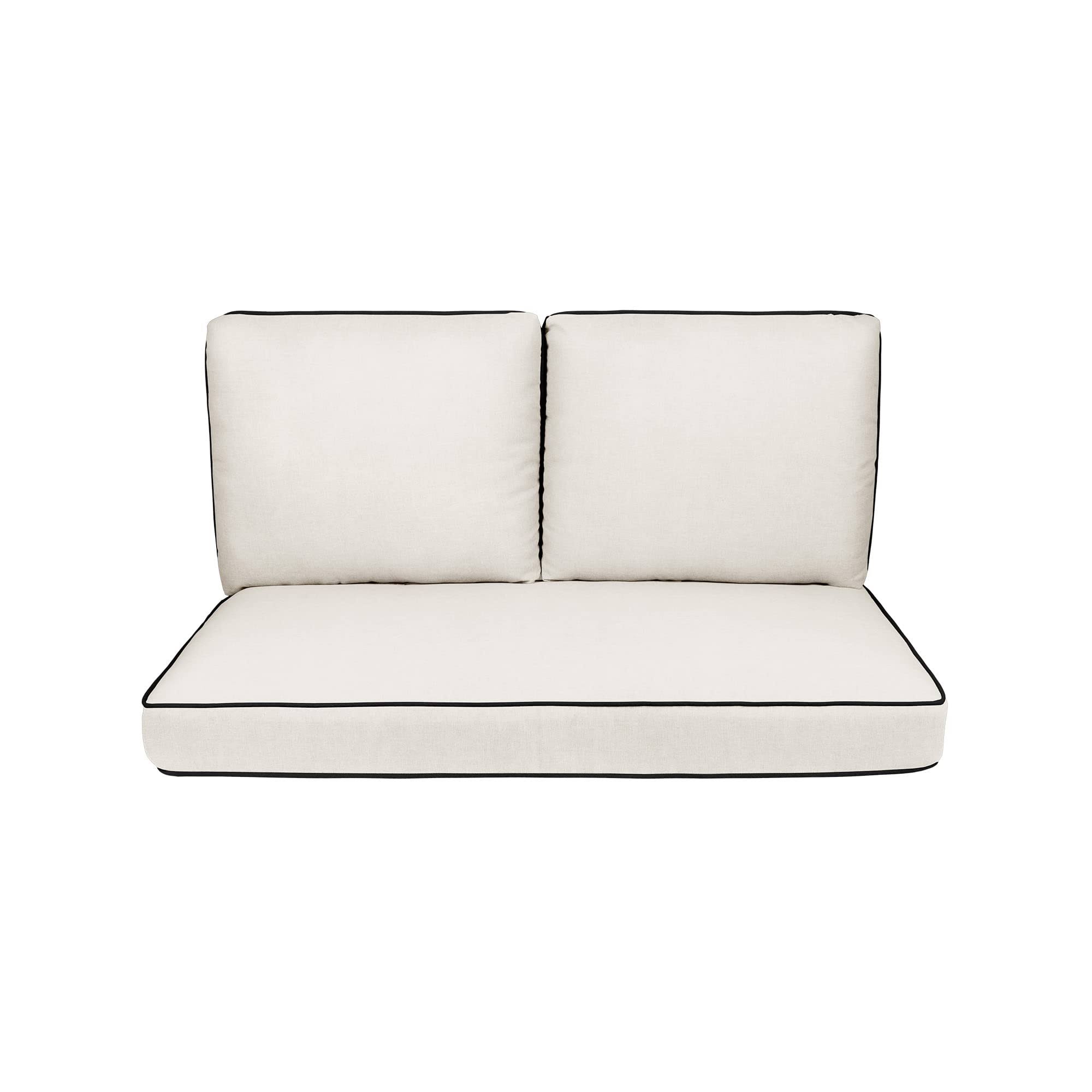 Haven Way Universal Outdoor Deep Seat Loveseat Cushion Set, Size: 46 x 26, White