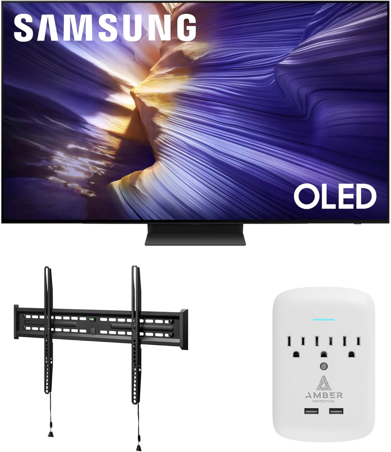 Samsung QN55S90FAFXZA 55 Inch 4K OLED Smart TV with a Walts FIXED-MOUNT-43-90 TV Mount for 43