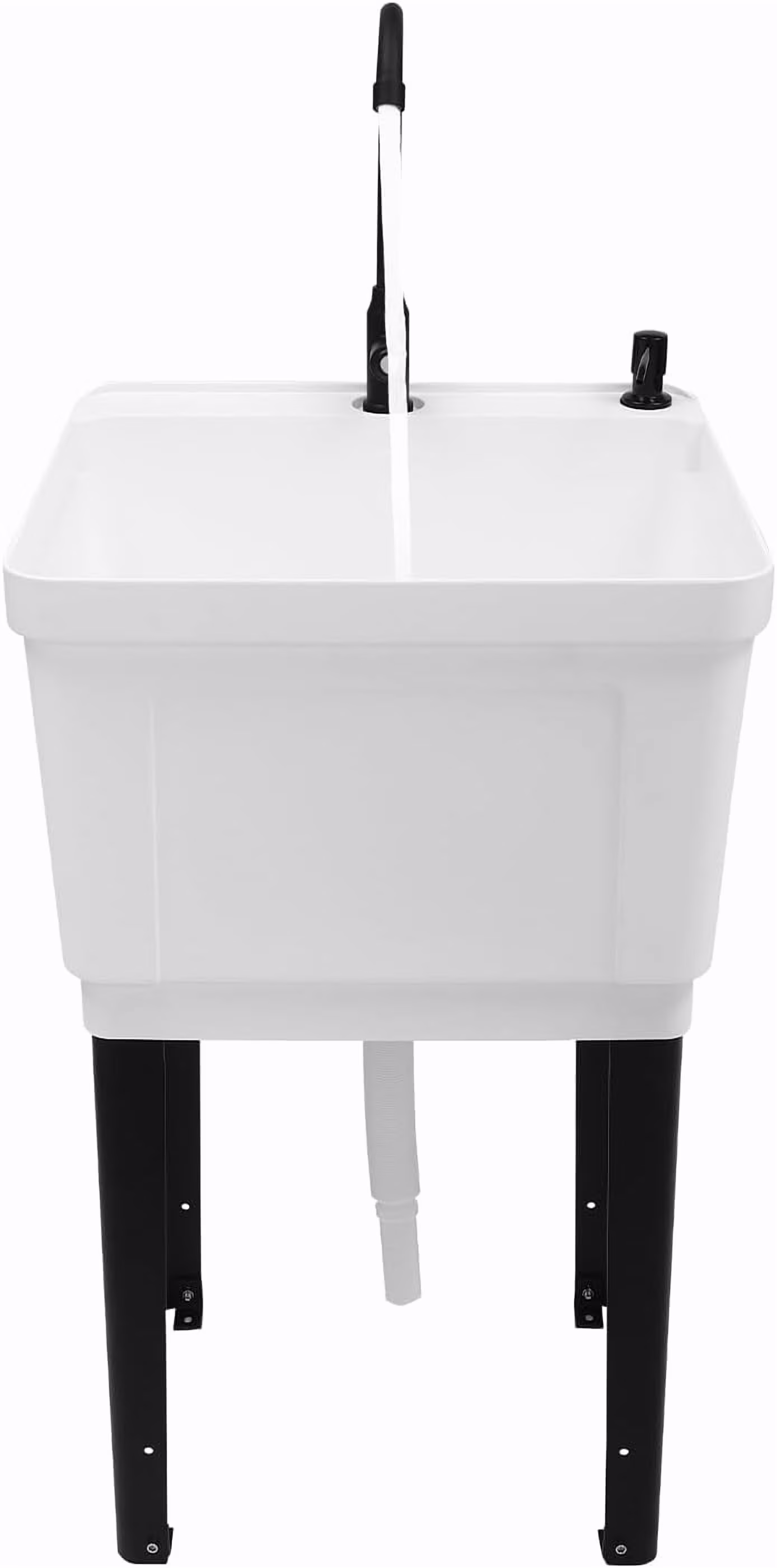 Freestanding Utility Sink, Utility Sink Extra-Deep Laundry Tub, Freestanding Plastic Utility Sink Laundry Tub Sink for Basement, Laundry Room, Garage or Shop (White)(White 33.07IN H)