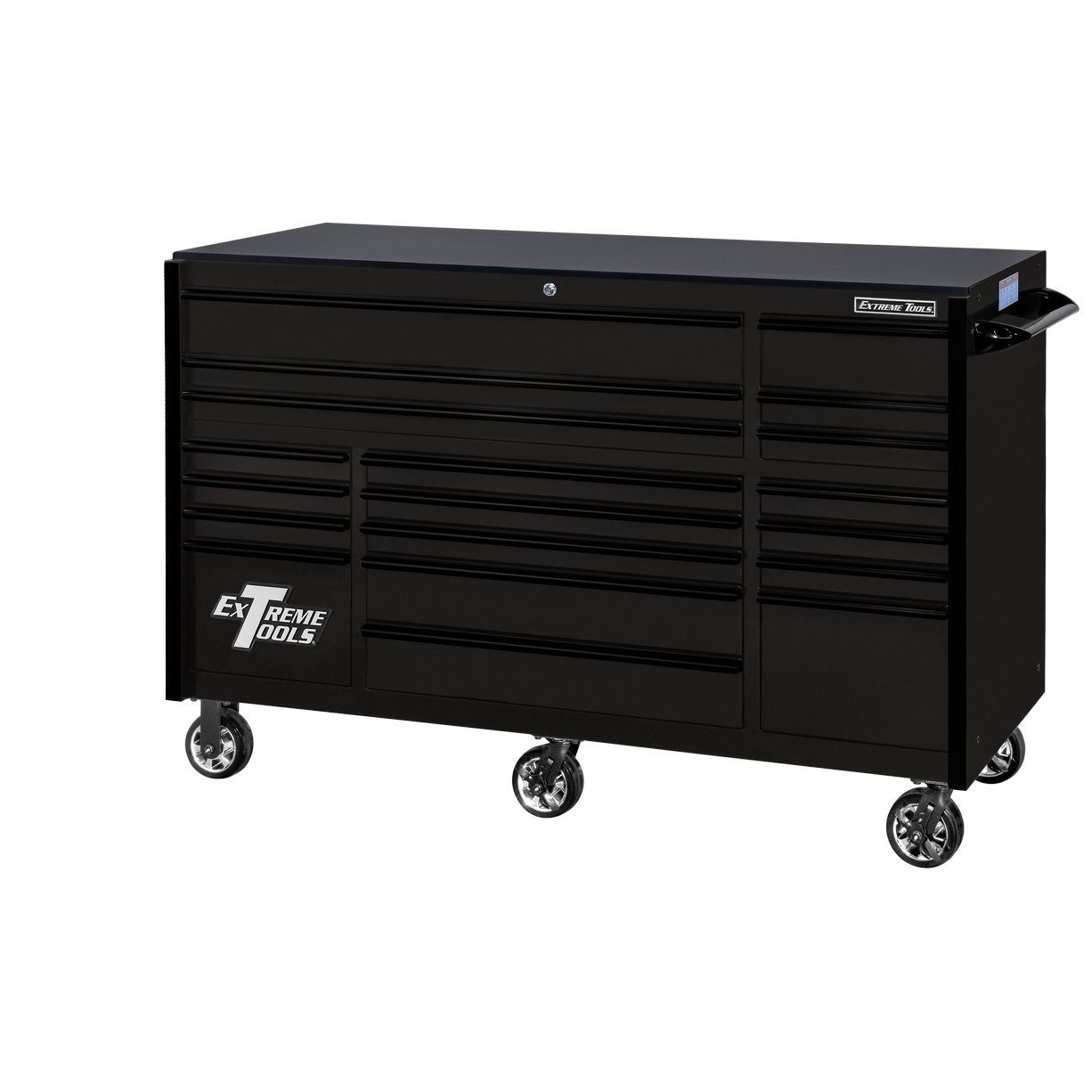 Servante d'atelier à roulettes Extreme Tools 72″ x 30″, 19 tiroirs avec glissières de 113 kg (250 lb), série RX 250