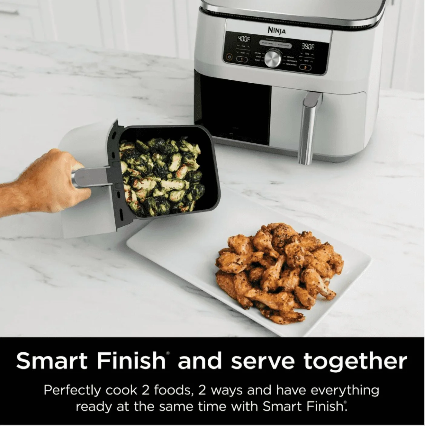 Ninja Foodi 6 - in - 1, 8 Quart 2 - Basket Air Fryer with Dualzone Technology - White