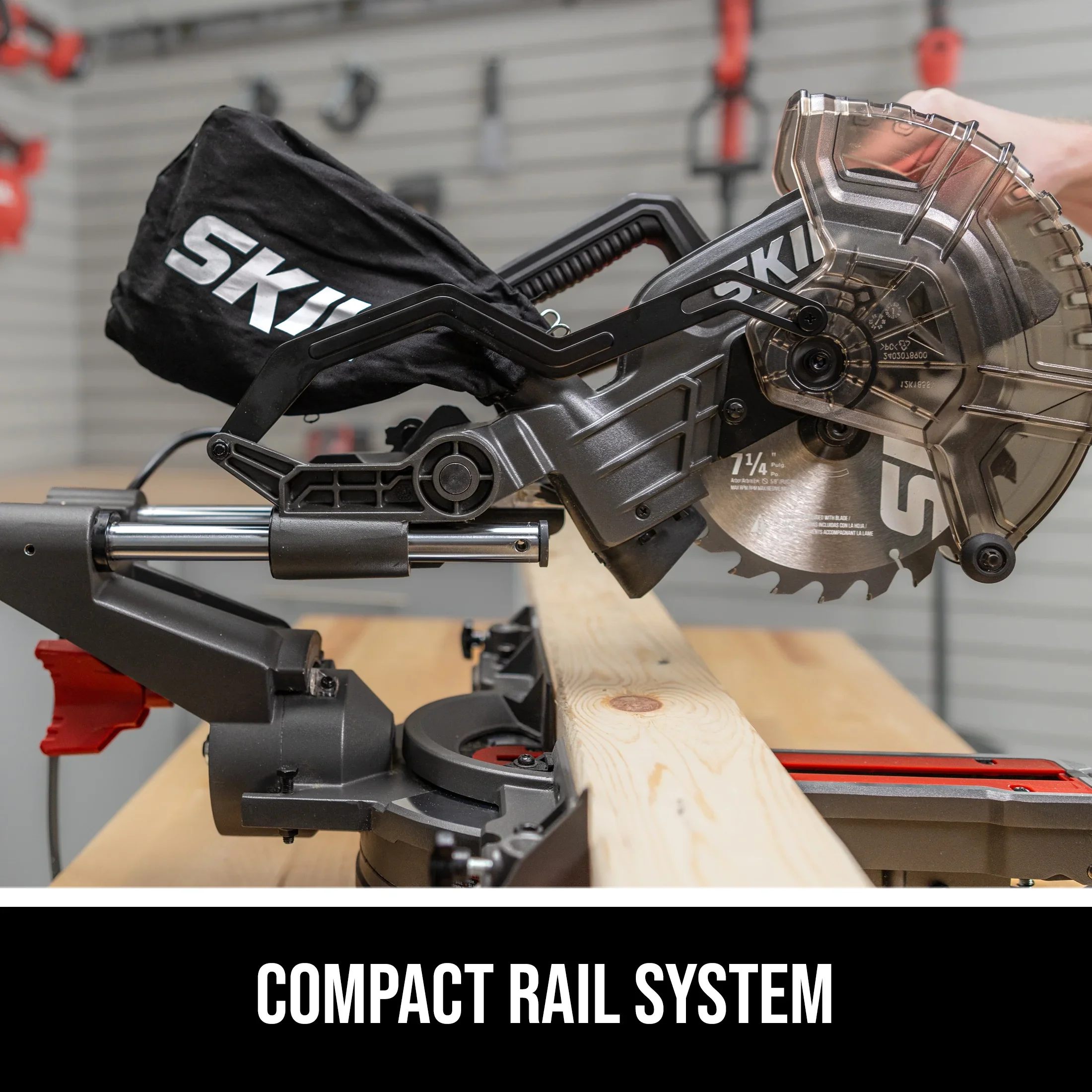 SKIL MS6316-00 10 Amp 7-1/4 Single Bevel Miter Saw with Compact Rail System & LED Shadow Line