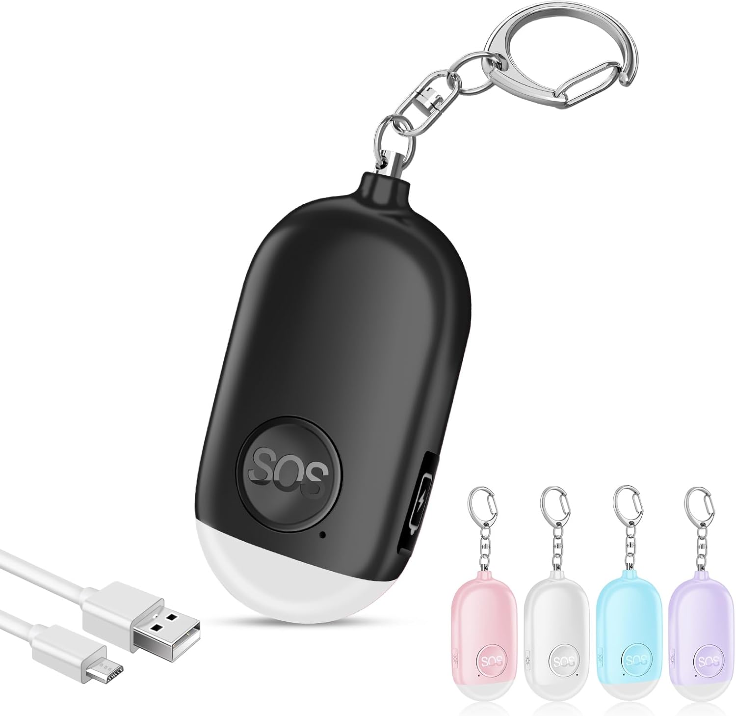 Hion Personal Safety Alarm for Women, Rechargeable 130dB Self Defense Alarm Keychain with LED Flashlight, Emergency Safe Sound Security for Children Elderly College Girls Men, Pink
