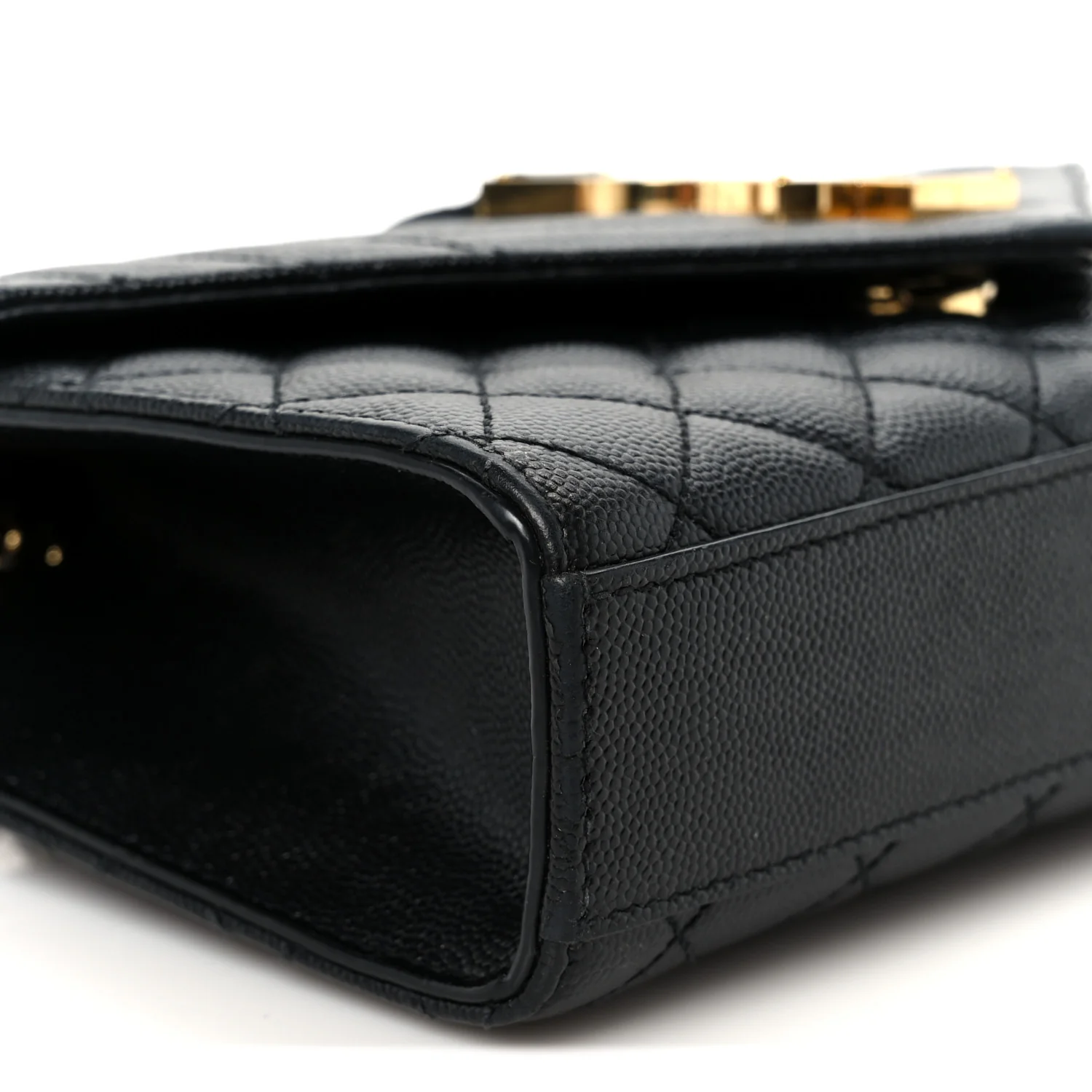 Grain De Poudre Textured Mixed Matelasse Triquilt Small Monogram Satchel Black
