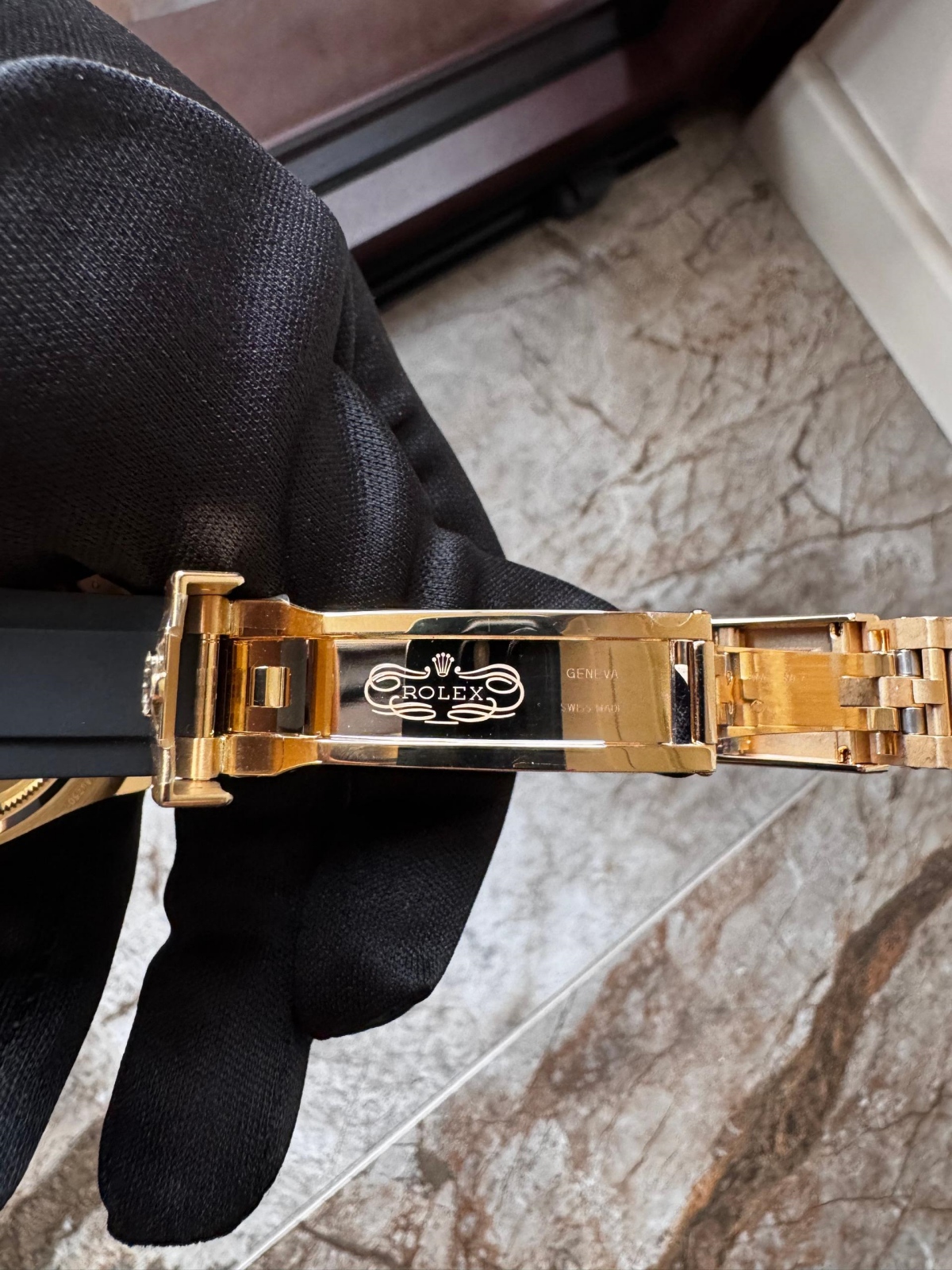 [Super Clone]Rolex Cosmograph Daytona 40mm Yellow Gold Diamond Baguette Champagne Dial Diamond Bezel Oysterflex - 126538TBR