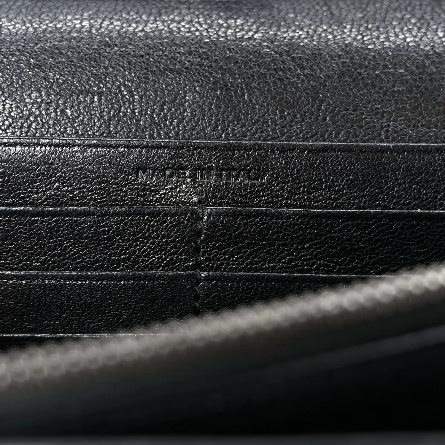 Sheepskin Tri-Quilt Monogram Envelope Chain Wallet Black