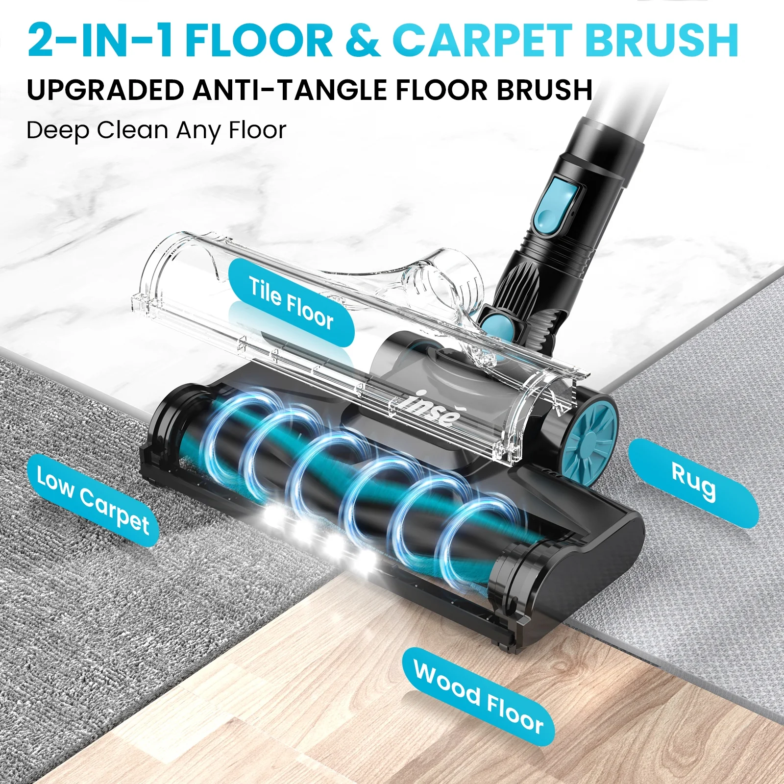 Cordless Vacuum Cleaners, 6-in-1 Lightweight Stick Vacuum for Hardwood Floor Carpet Pet Hair, V770(Blue) - Image 6