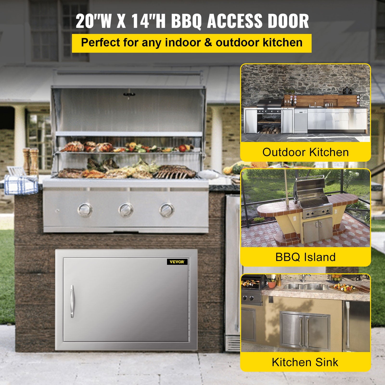 Access Door 20W x 14H inch BBQ Door Stainless Steel. Outdoor Kitchen Doors