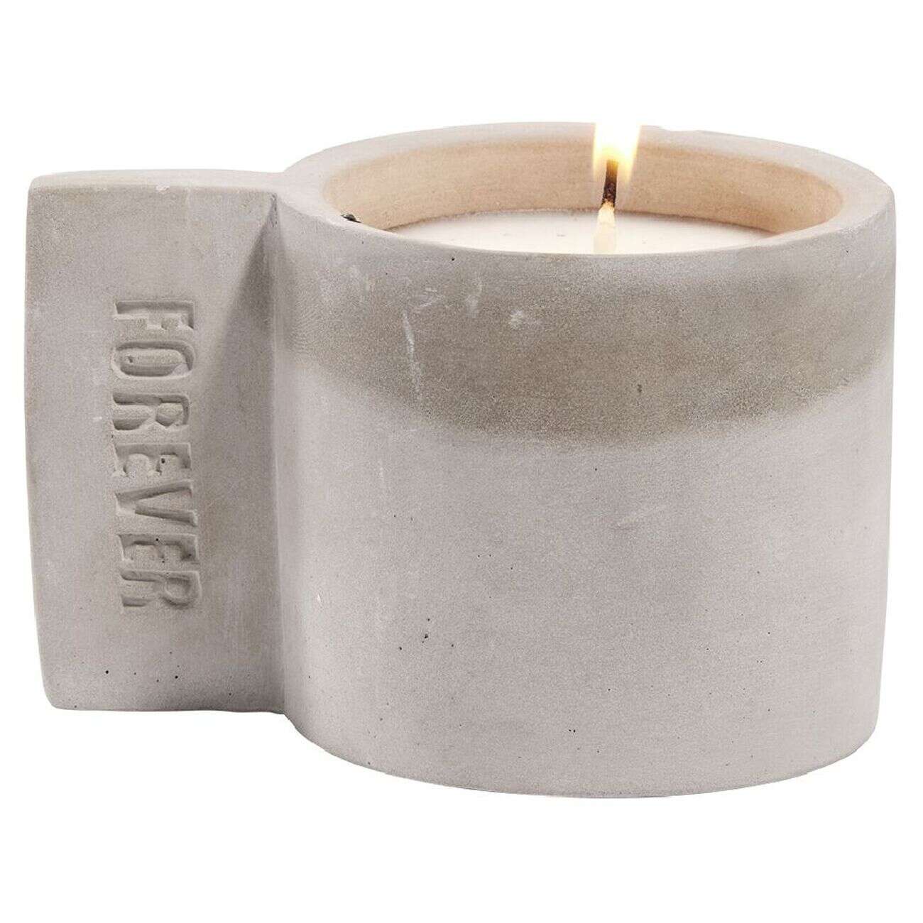 Bougie dans pot ciment gravure Forever - Ø7xH10cm
