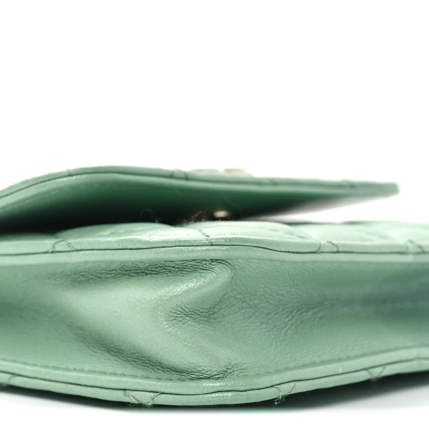 Lambskin Resin Quilted Mini Heart Flap Light Green