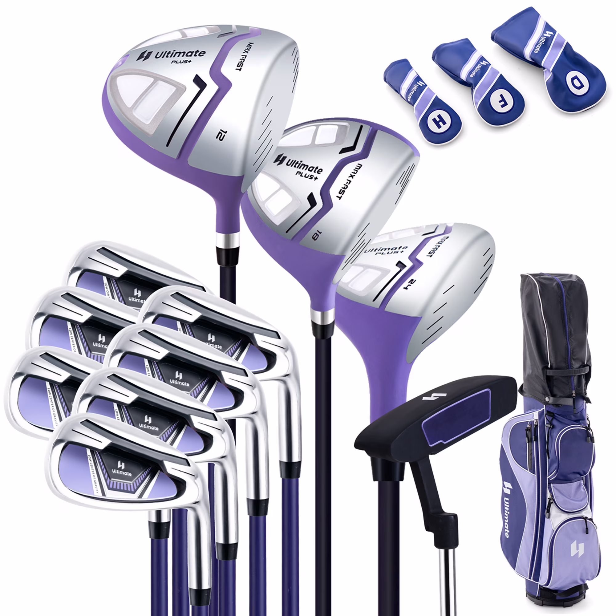 Ultimate Women’s Complete Golf Club Set Golf Club Package Set w/ Rain Hood, Right Hand Purple(Purple)
