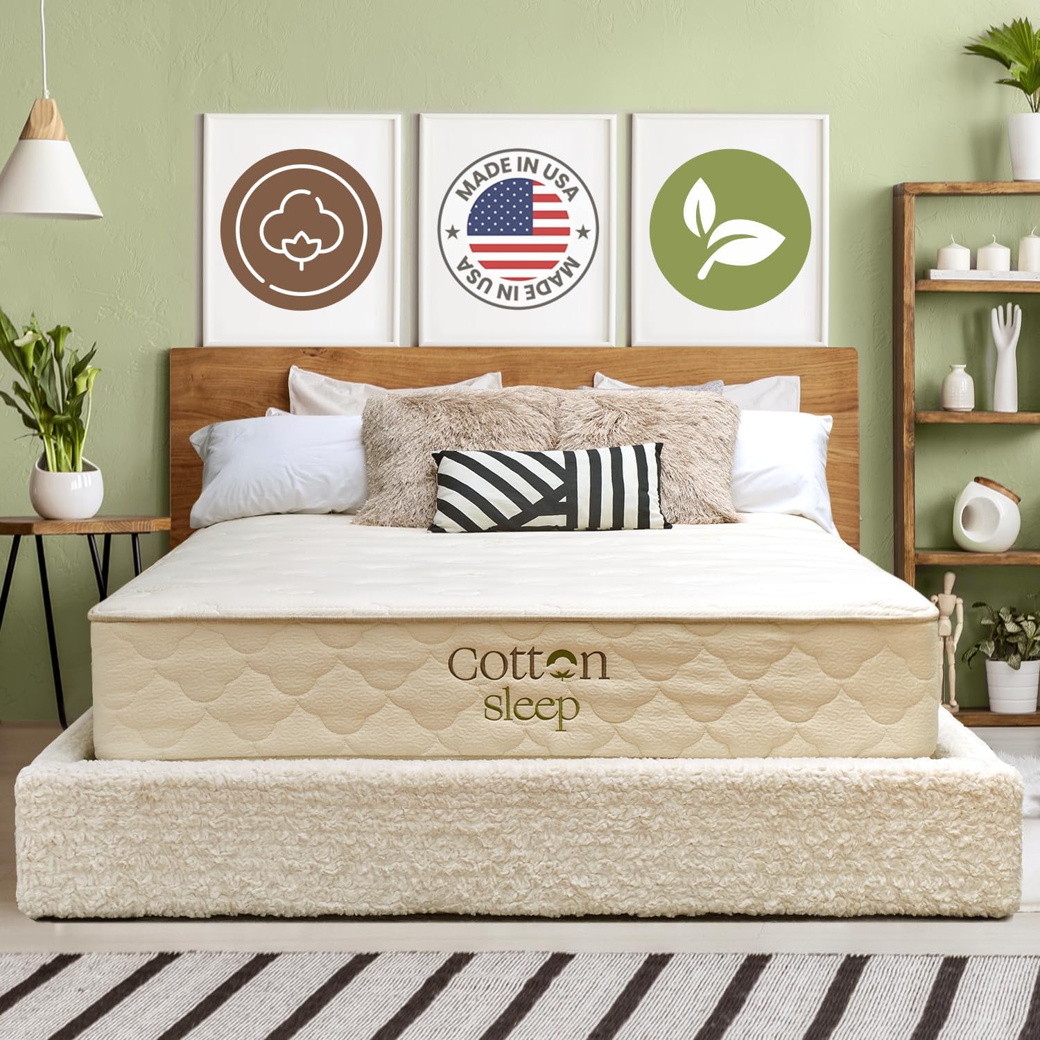 CottonSleep All Natural Mattress (100% Organic Cotton, Wool, & GOTS Latex, Made in The USA) Non Toxic, Fiberglass Free Hybrid Pocket Coil and Plush Foam Bed in A Box Medium Soft - Twin XL, 11