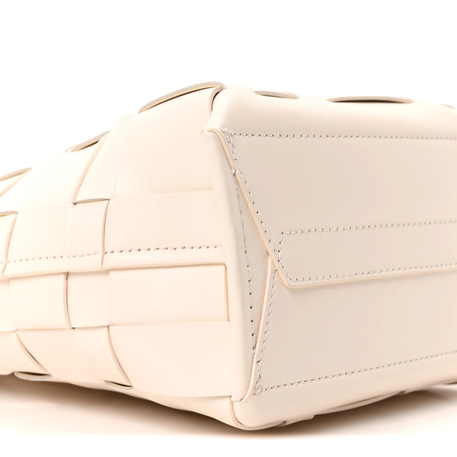 Smooth Calfskin Odita Mini Modern Lattice Bucket Bag Off White