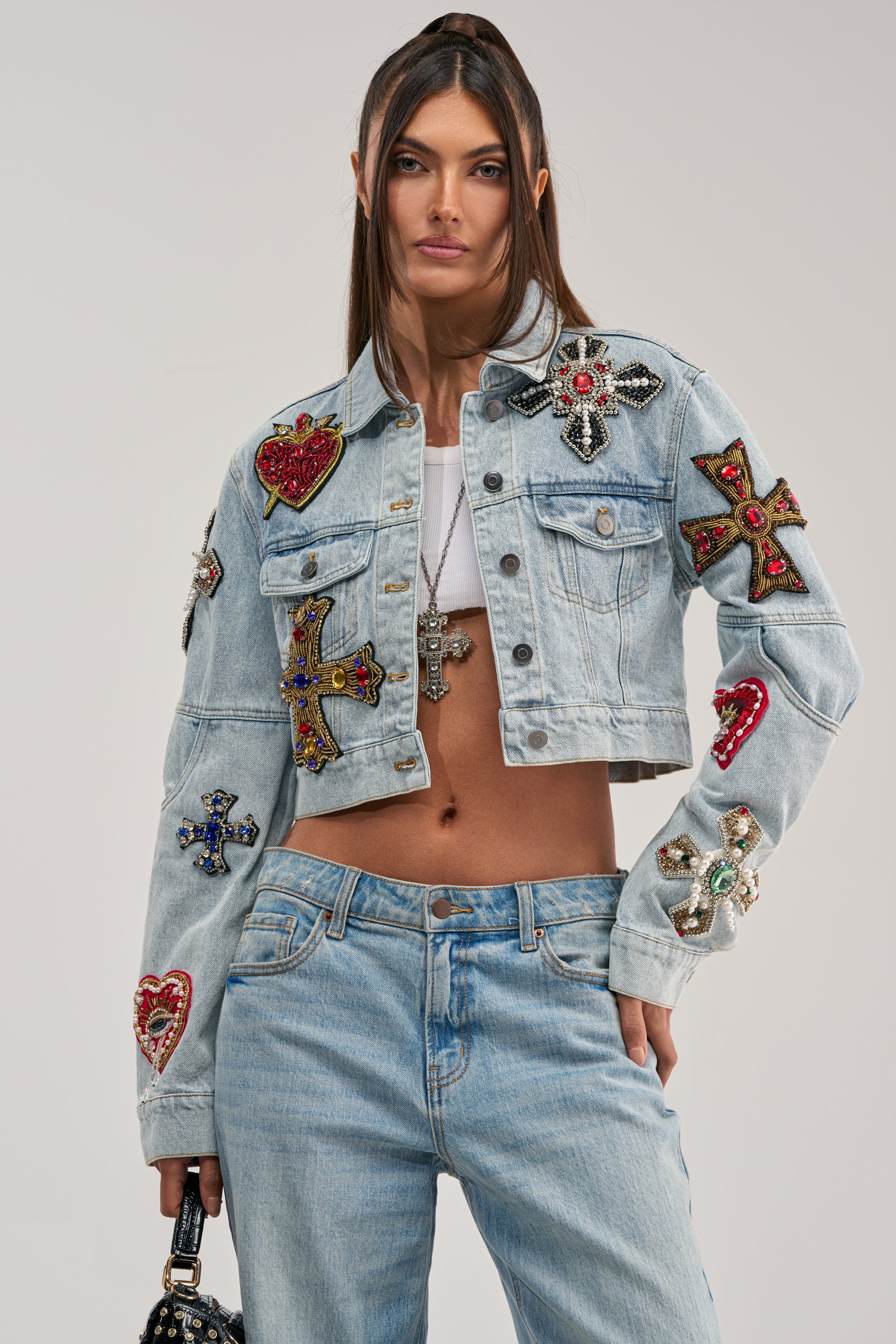 GIVE AND TAKE EMBELLISHED DENIM JACKET - Akira Store