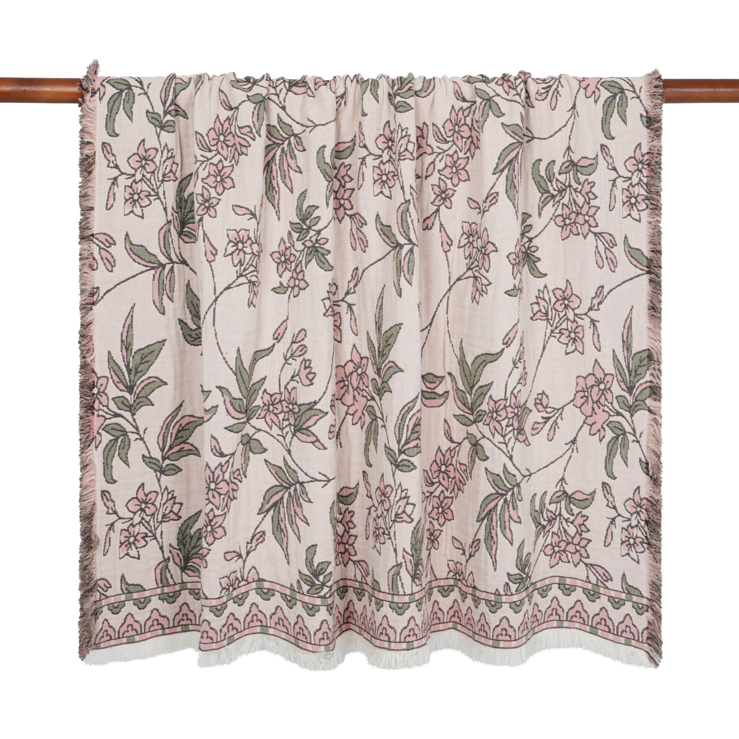 Jacquard Garden Cotton Throw 130x170cm Blossom