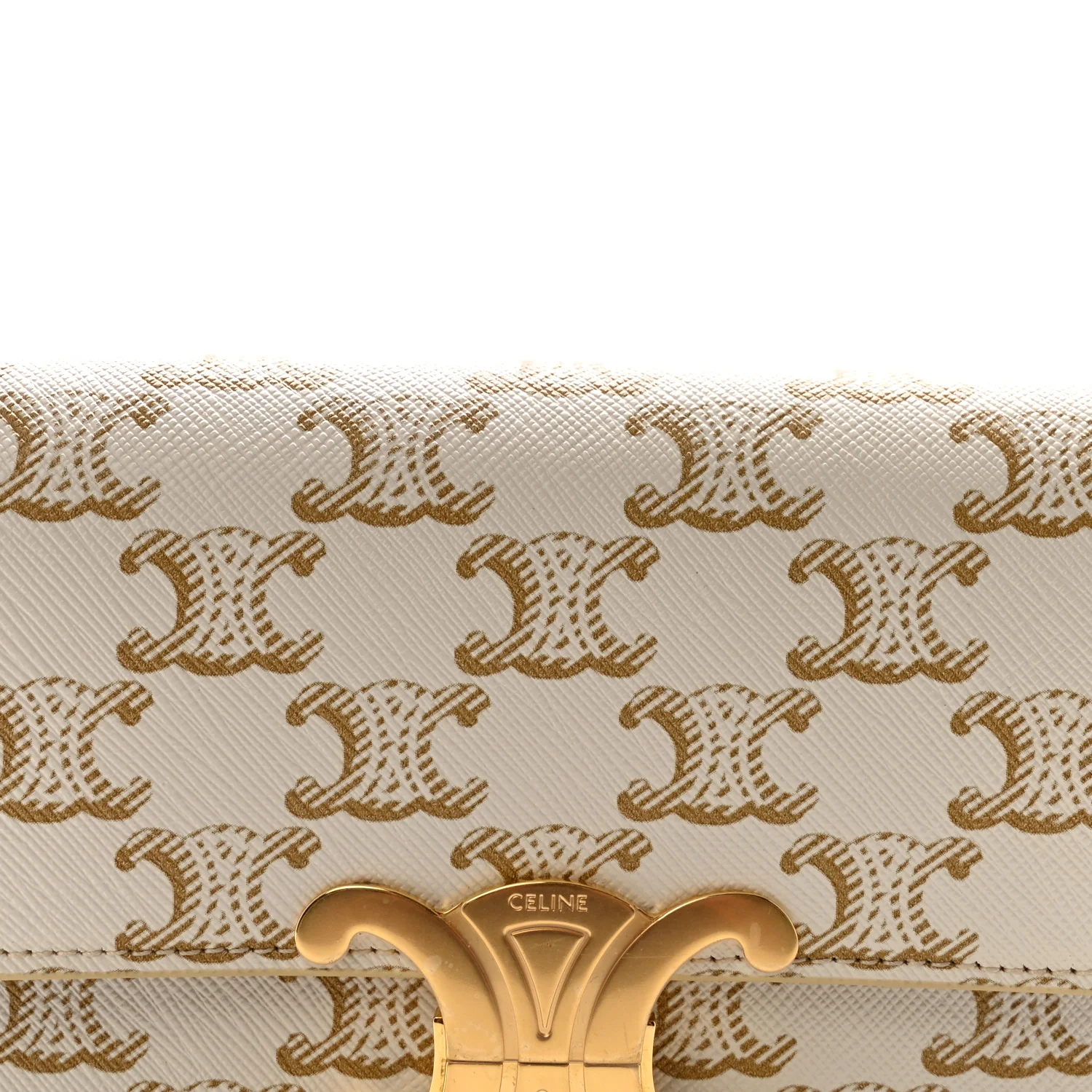 Canvas Calfskin Triomphe Shoulder Bag White