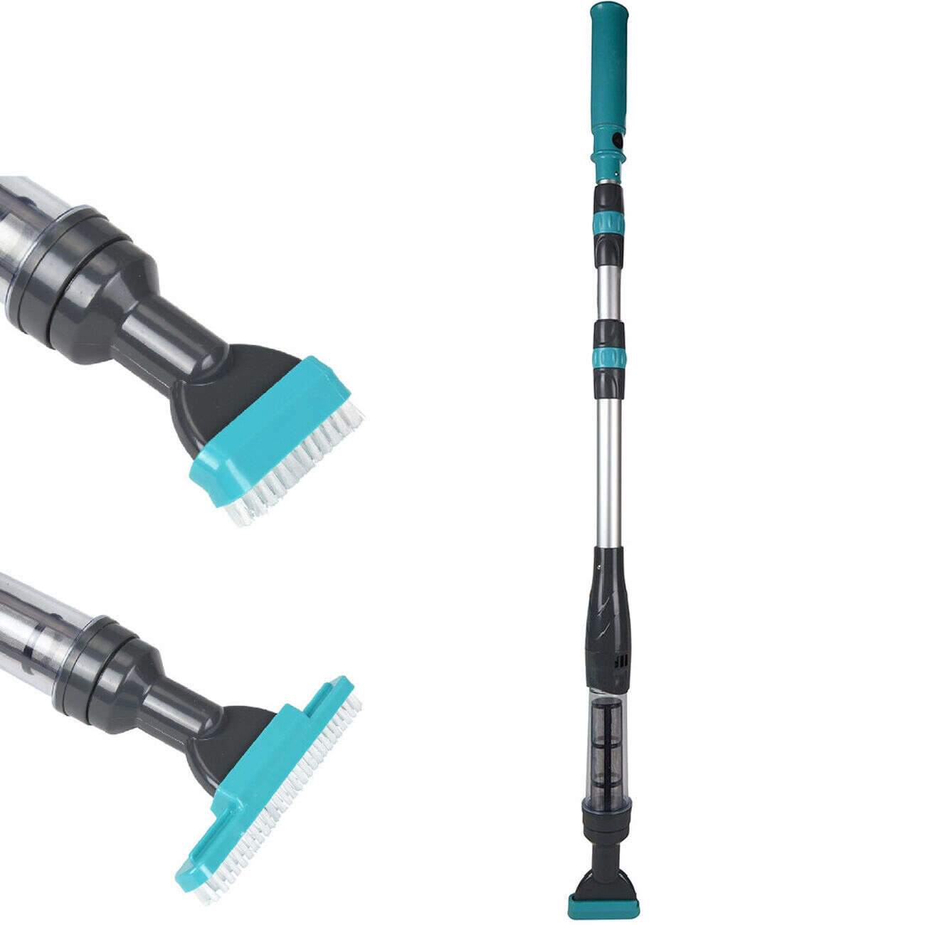 Balai aspirateur rechargeable piscine spa gris et bleu L106-160cm