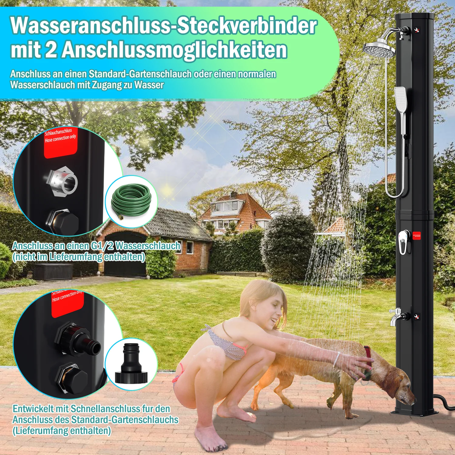 Sonnewelt 60L Solar Shower Tuindouche incl. beschermkap en handdouche