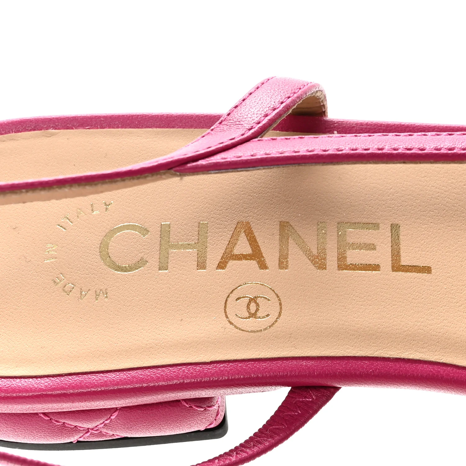 Lambskin Patent Cap Toe CC Slingback Flats 37.5 Fuchsia Black