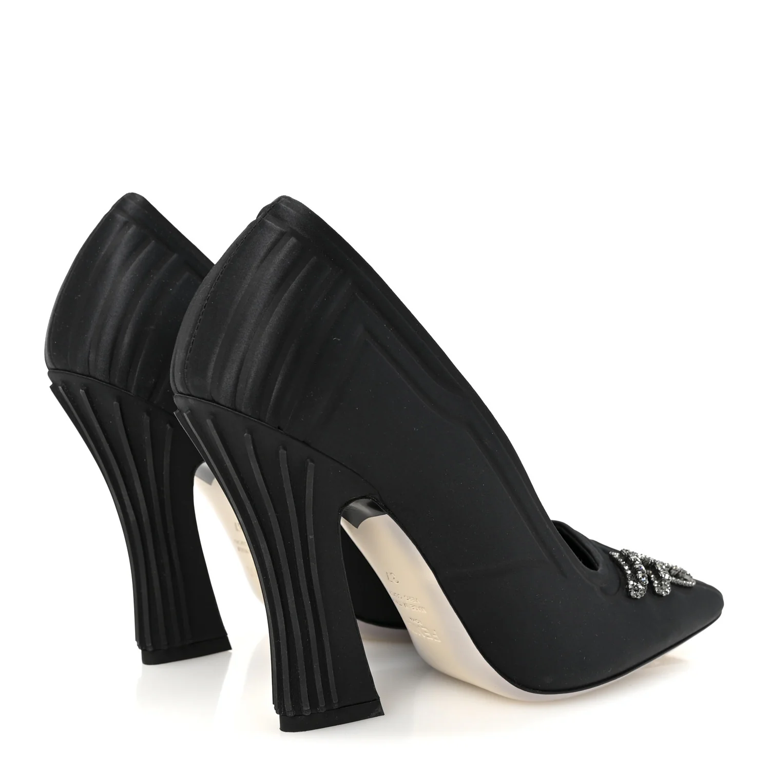 Satin Crystal Embellished FFreedom Pumps 37 Black