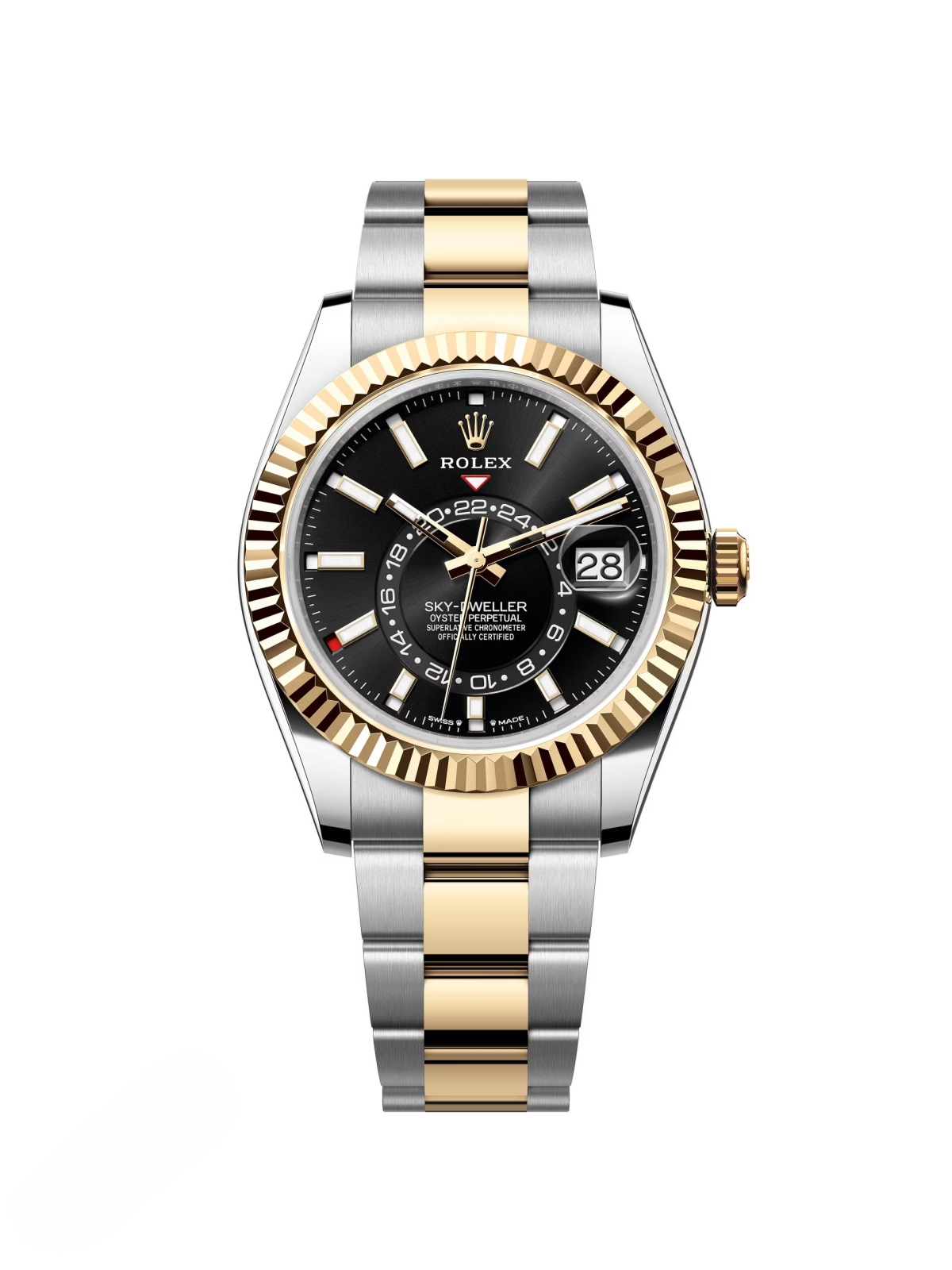 [Super Clone]RLX  Sky-Dweller 42mm Two-Tone Yellow Gold Black Dial Oyster - 336933 - New 2025