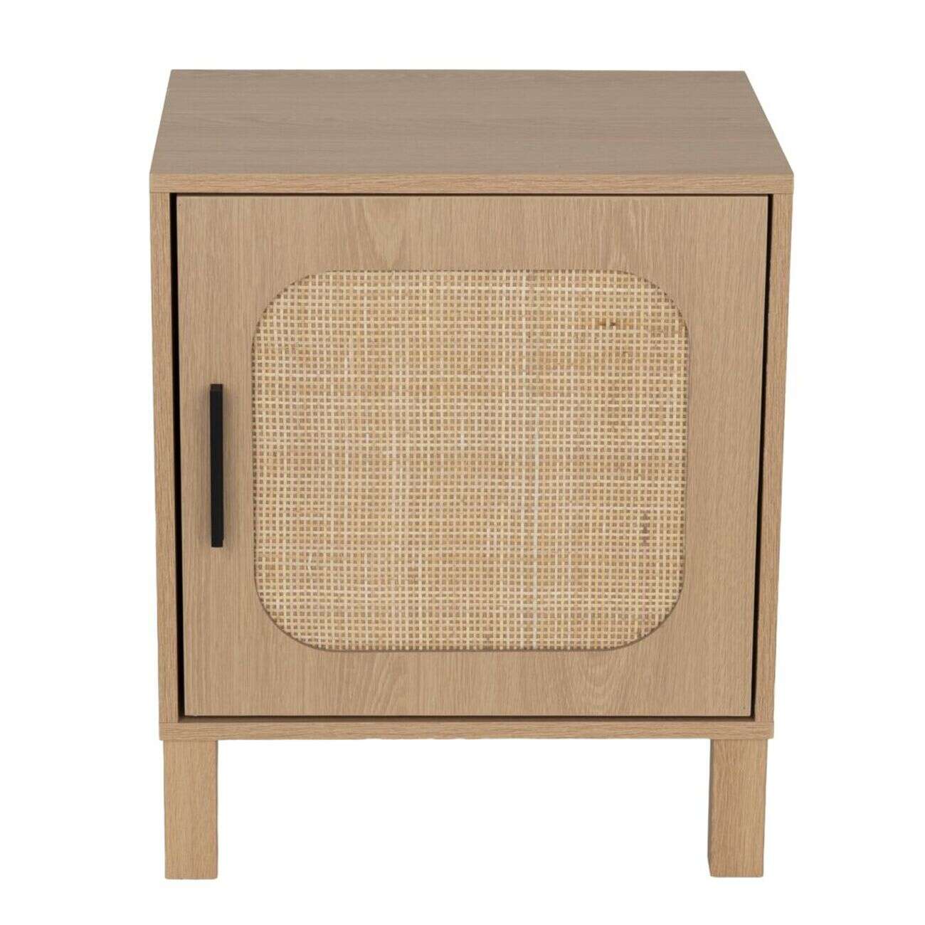 Table de chevet en bois et rotin Kanna 1 porte 40x30xH48cm
