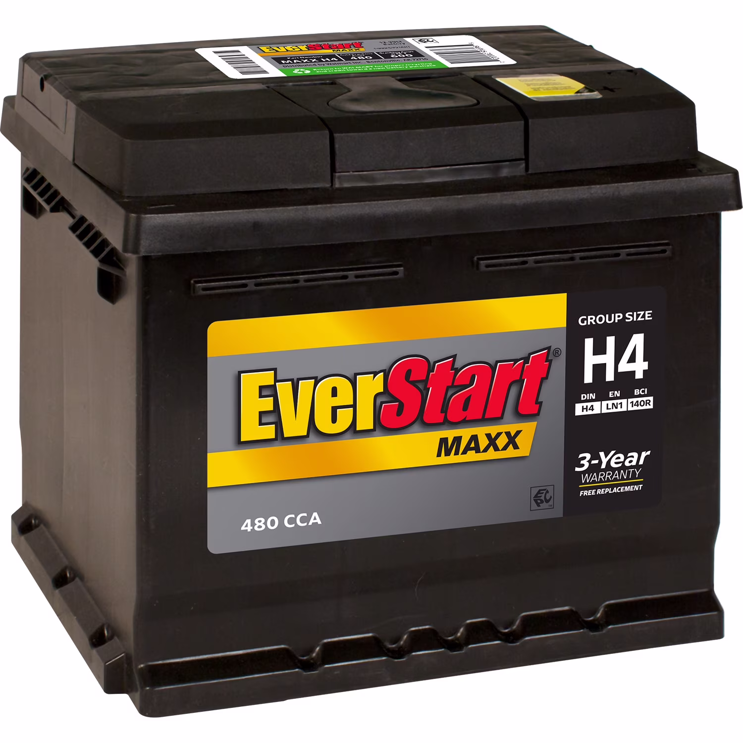 Maxx Lead Acid Automotive Battery, Group Size H4 / LN1 / 140R 12 Volt, 480 CCA 75RC