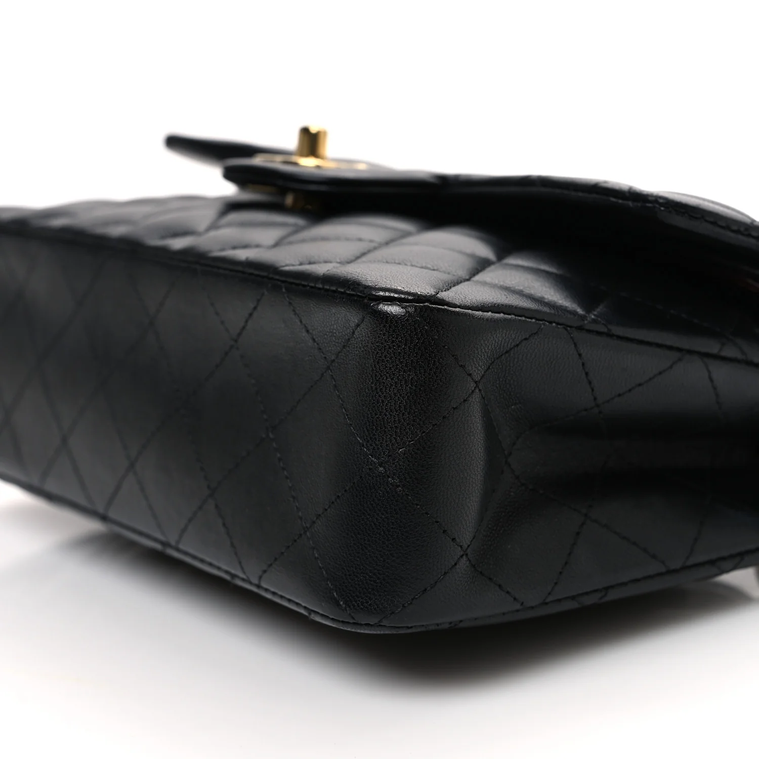 Lambskin Quilted Small Double Flap Black