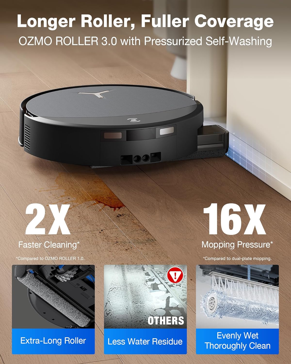 ECOVACS DEEBOT X9S PRO Omni Robot Vacuum and Mop, 30,000Pa Suction, Instant Self-Cleaning OZMO Roller Mop, TruEdge Deep Edge Cleaning, ZeroTangle, Dual-Cleaning Solution System, AI Obstacle Avoidance