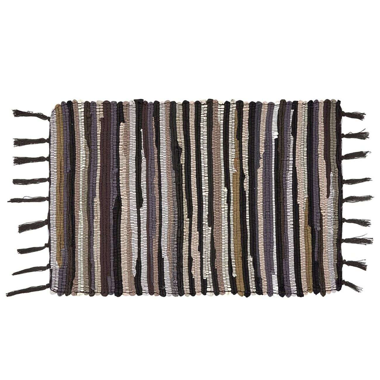 Tapis intérieur à franges rectangulaire rayures polycoton 50x70cm (3 modèles)
