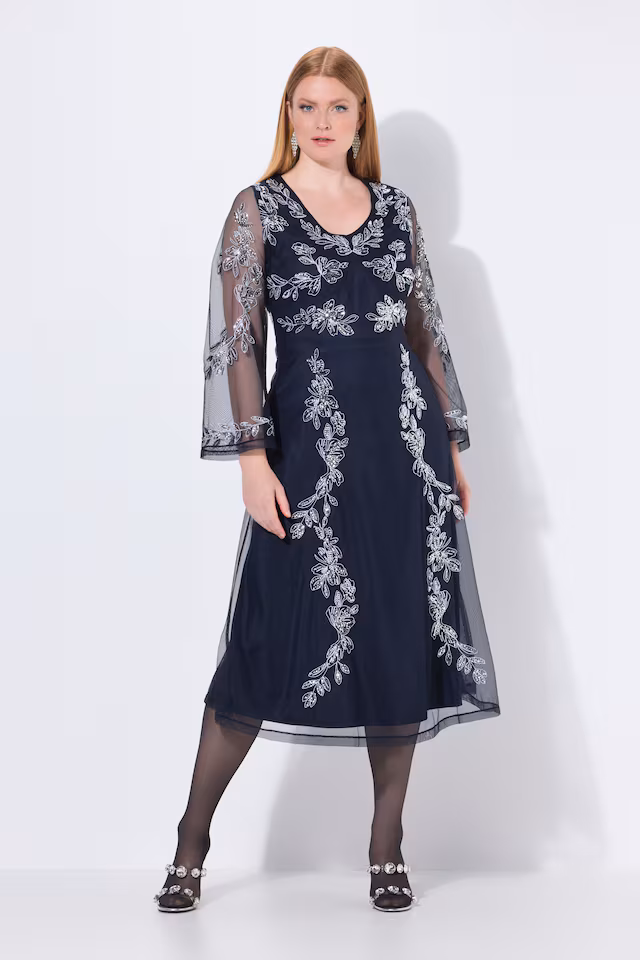 Sequined Floral Embroidery Dress