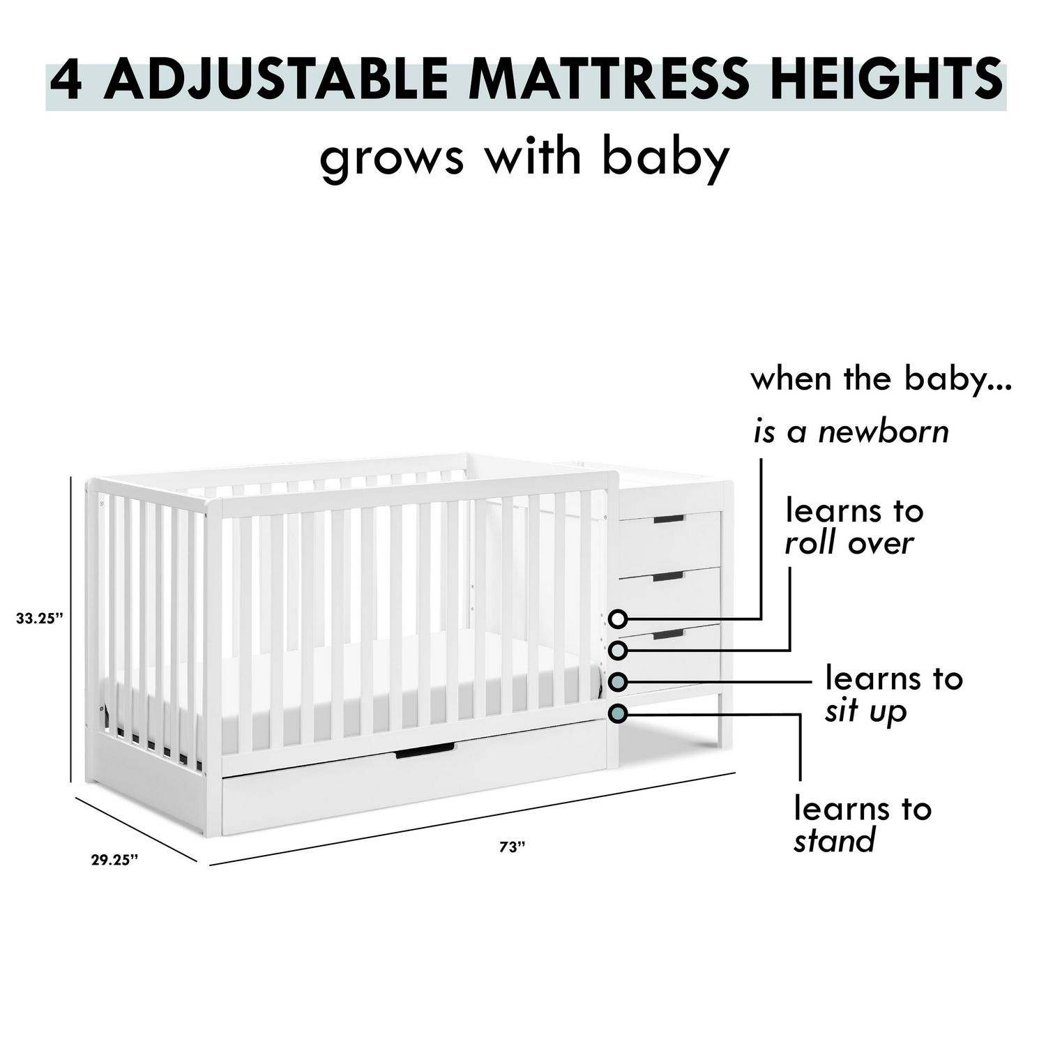 Colby 4-in-1 Convertible Crib Changer Combo in White - Image 6