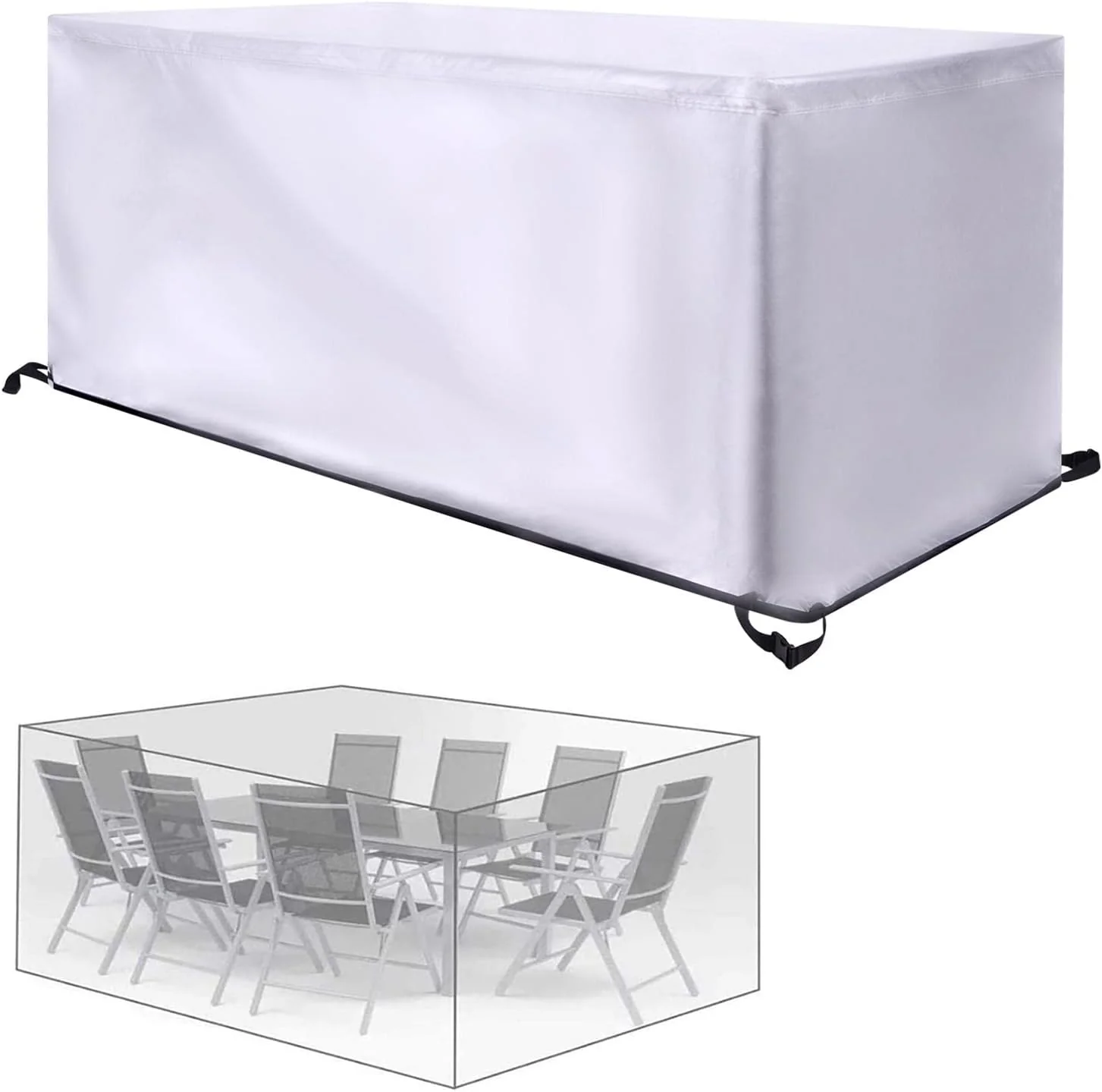 Waterproof Outdoor Patio Furniture Cover 330x150x100cm, Windproof Oxford Rectangular Table & Sofa Cover