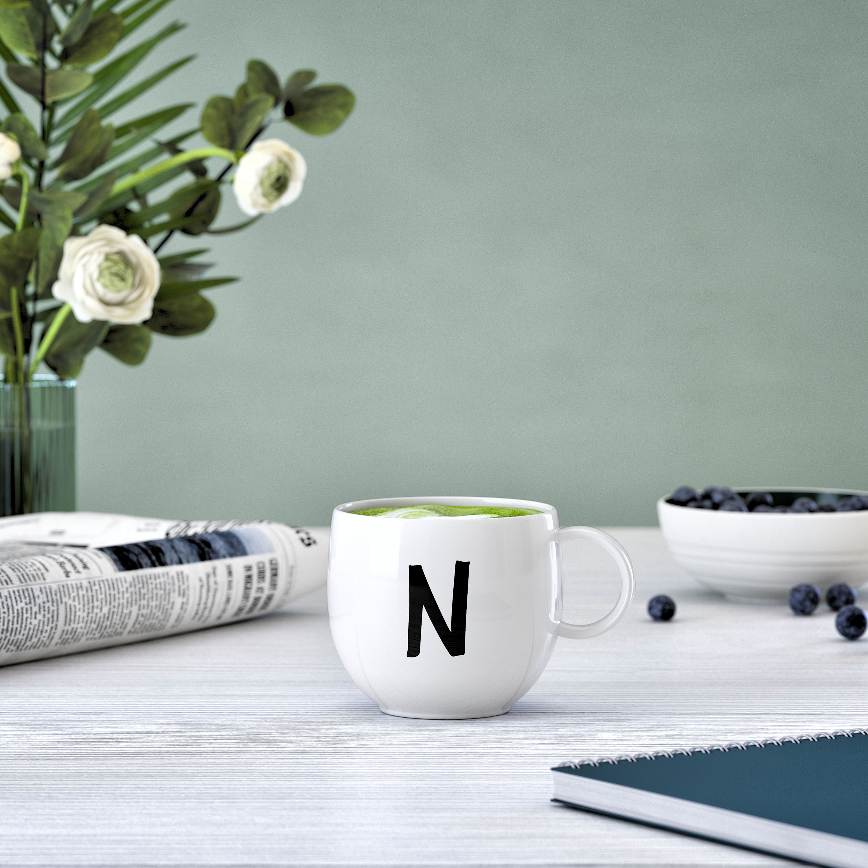 Letters Mug - White, 9.9 oz, Premium Porcelain