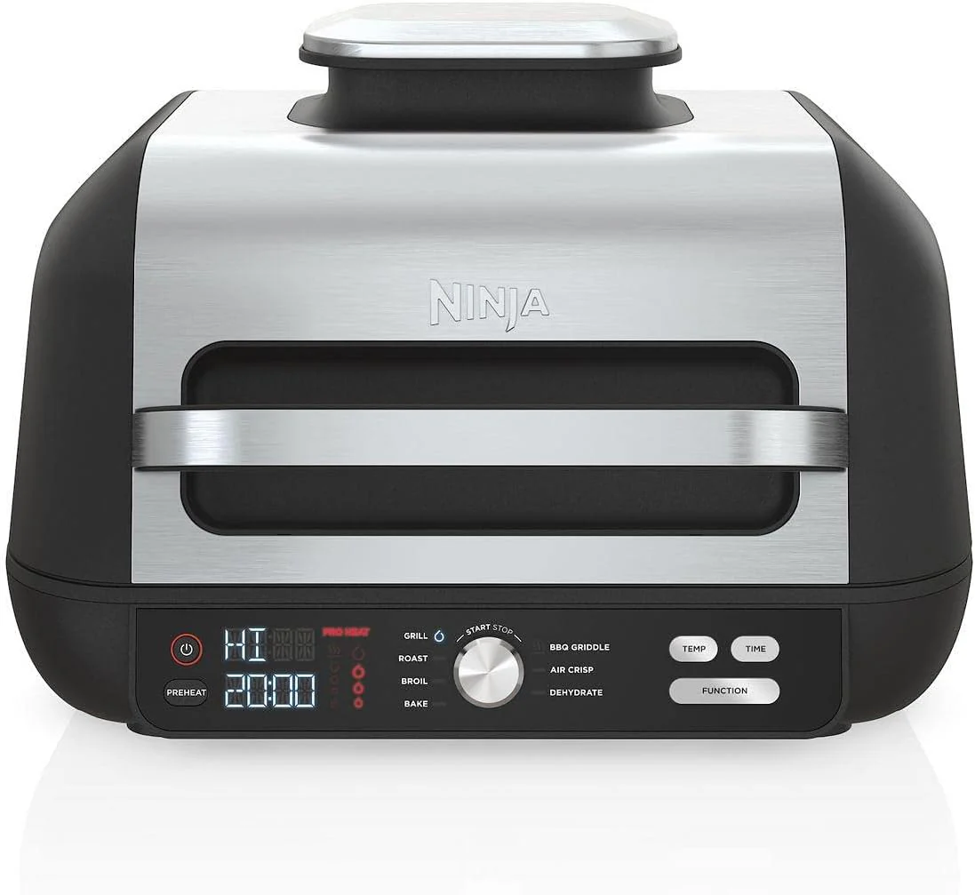 Gril d'intérieur Ninja Foodi Smart XL 6 en 1 avec fonction friture à air chaud, cuisson au four, rôtissage, grillage et déshydratation, thermomètre intelligent