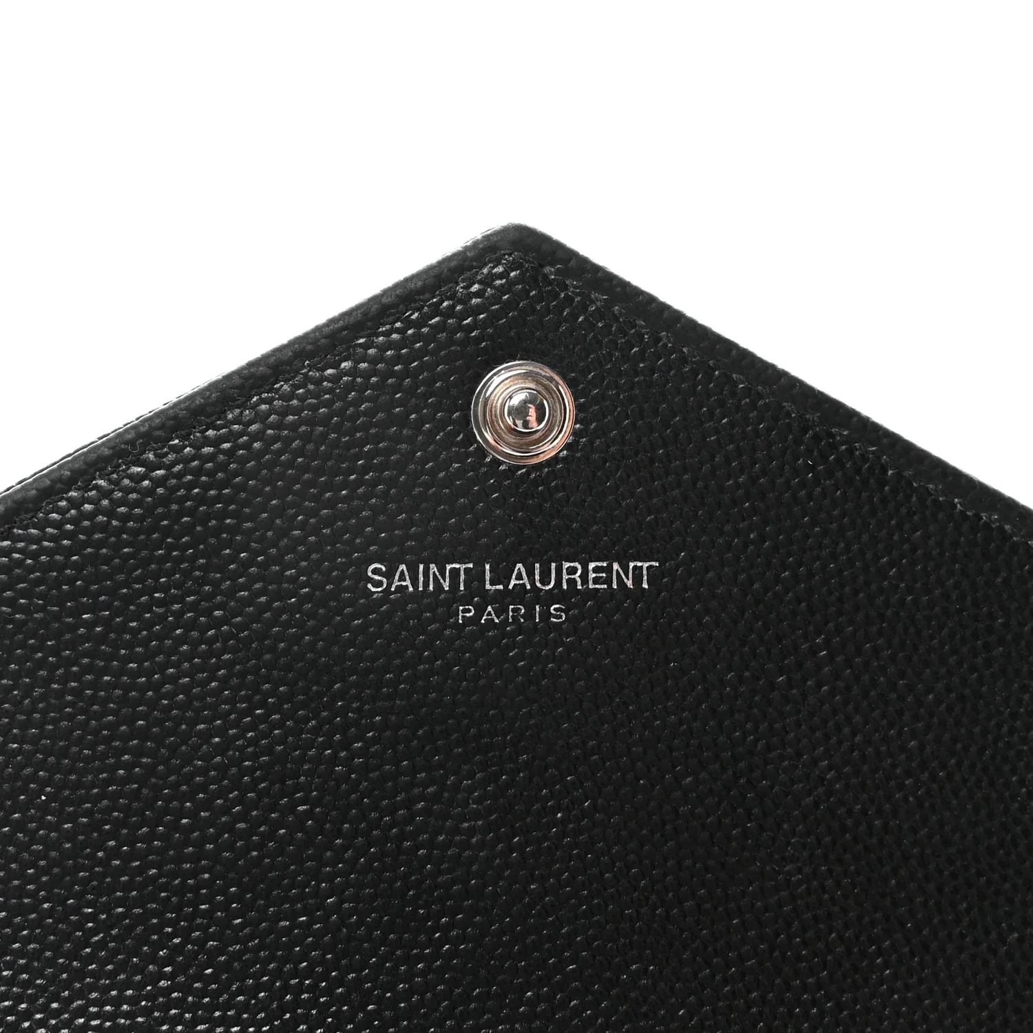 Grain De Poudre Matelasse Chevron Monogram Envelope Chain Wallet Black