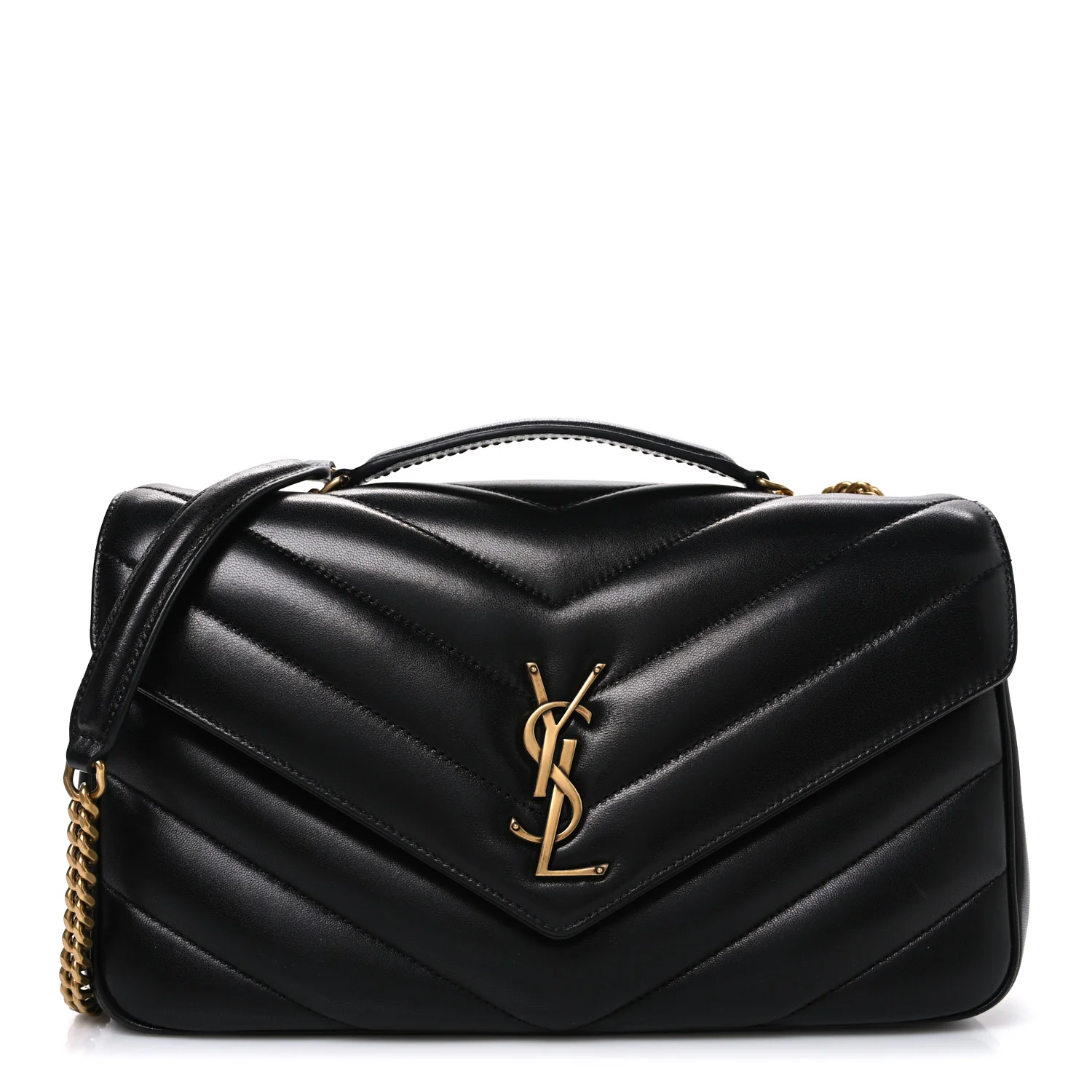 Lambskin Chevron Quilted Medium Loulou Black