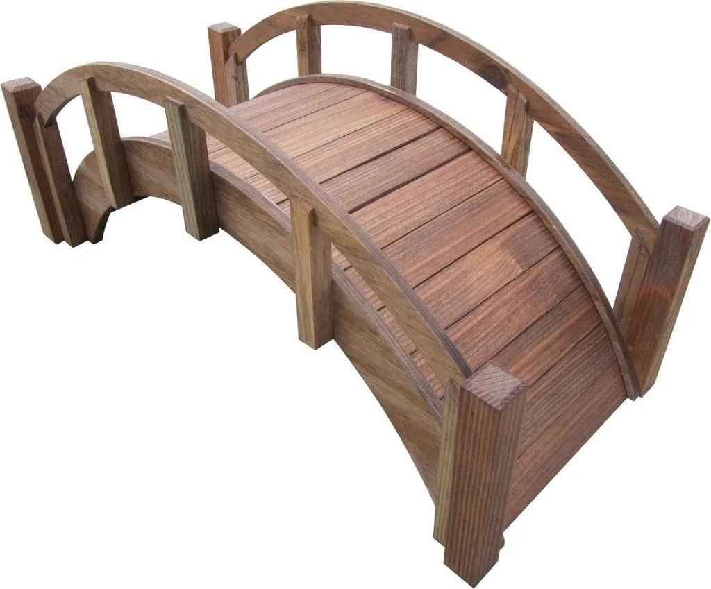 Samsgazebos Miniature Japanese Wood Garden Bridge, 25 - Inch, Brown, Treated