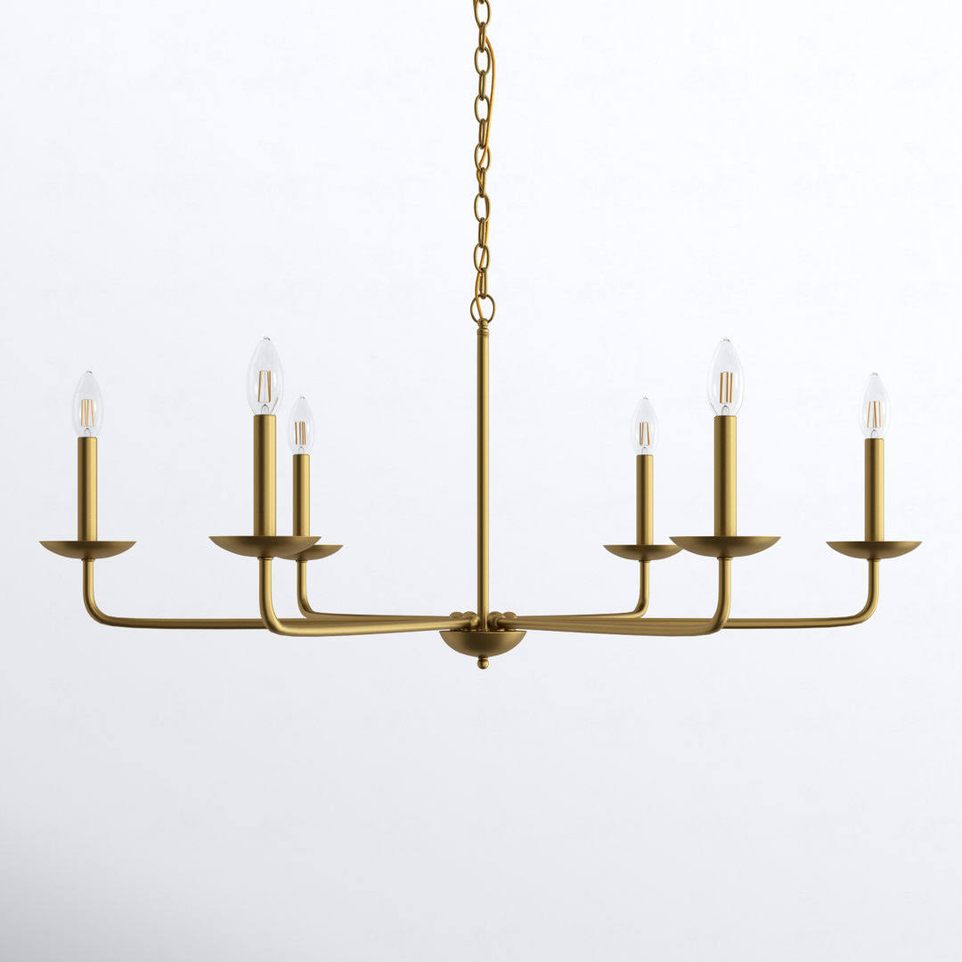 Baltray 6 - Light Candle Style Classic/Traditional Chandelier Joss & Main Finish: Brass, Size: 18.5