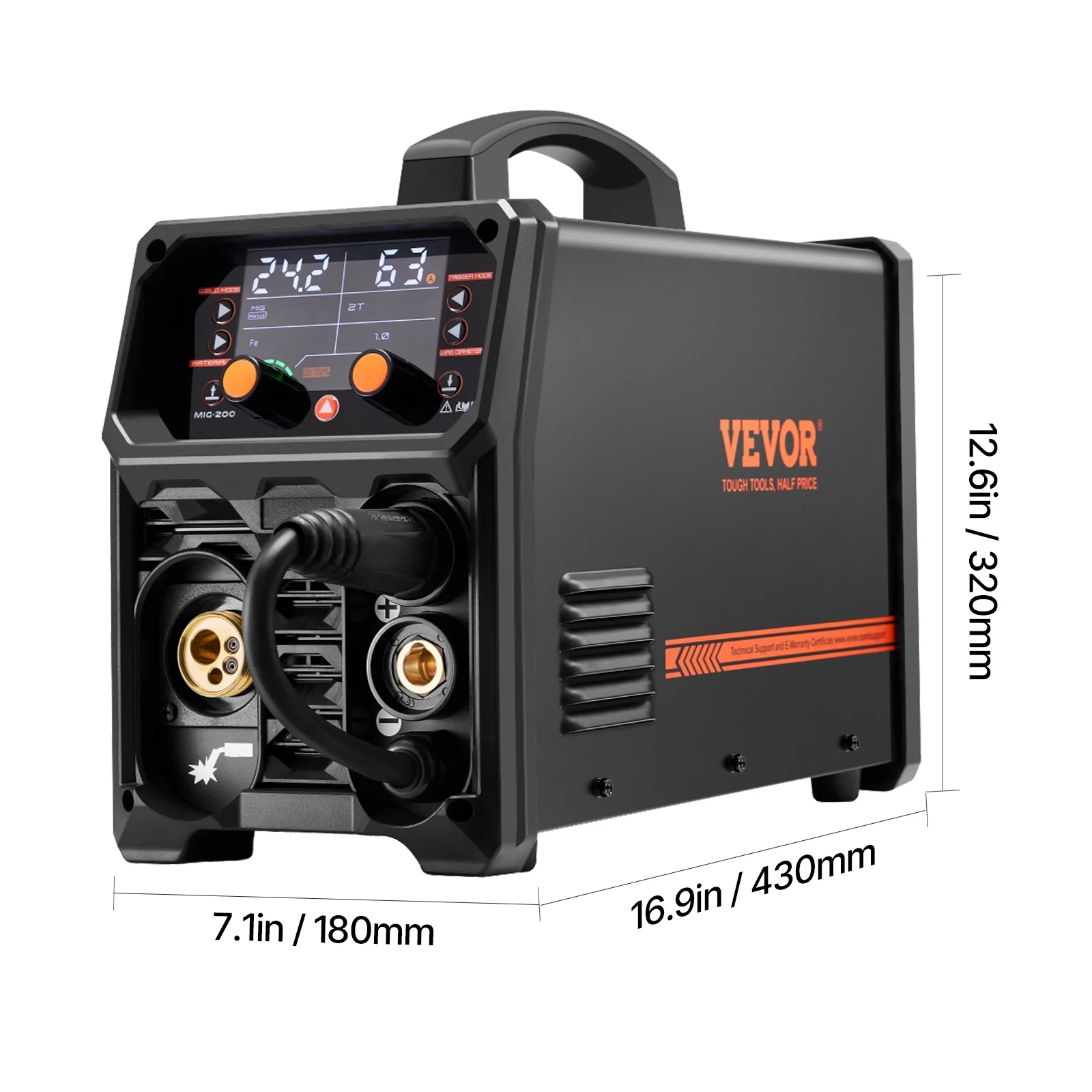 MIG Welder,200A Synergic Mig Welding Machine, 4 in 1 Gas MIG/Flux Core MIG/Stick/Lift TIG Multi Process Welder Machine,110V/220V Dual Voltage Mig Welder with IGBT Inverter LCD Screen Display Image 9