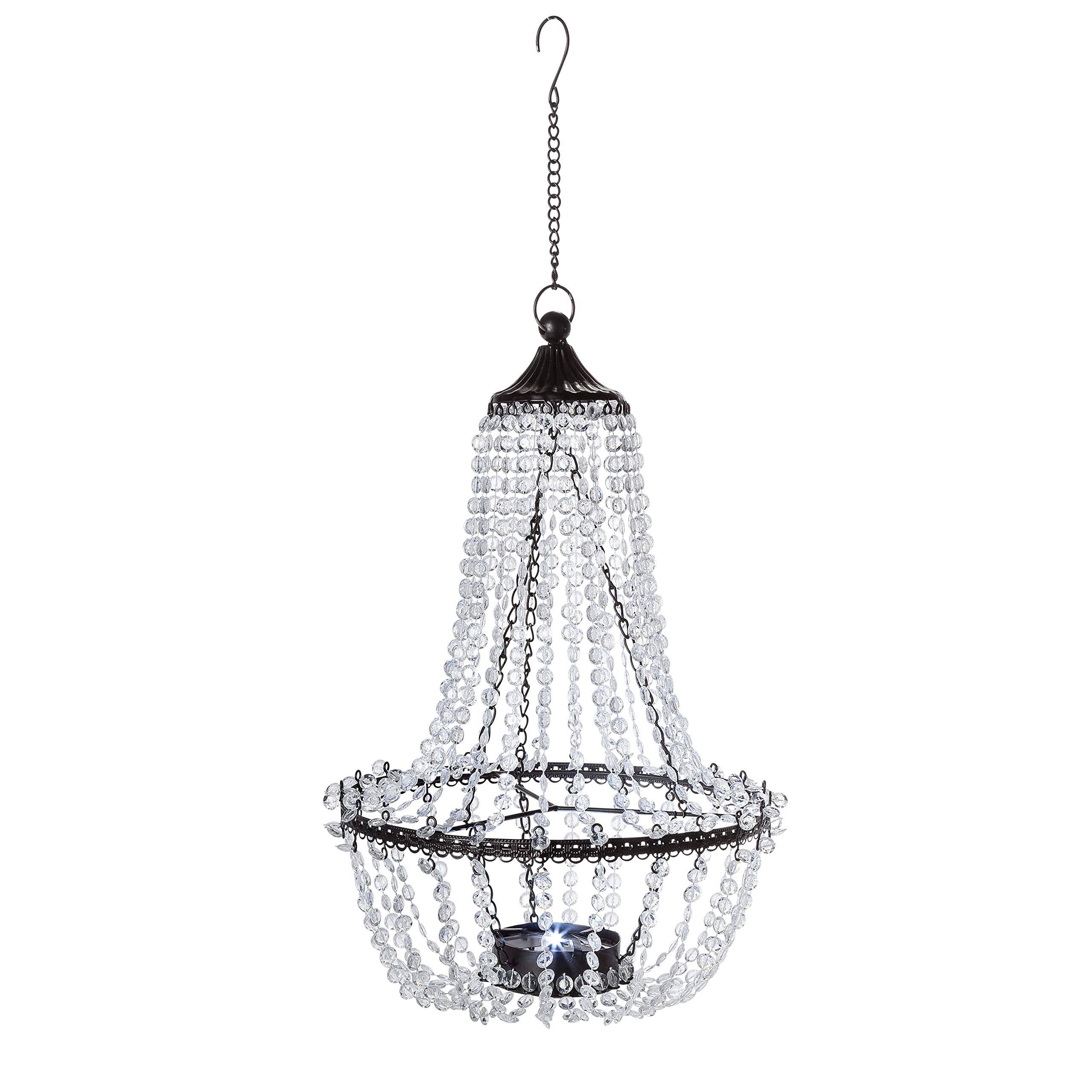 Garden Meadow 23.2-Inch Tall Hanging Metal and Acrylic Solar Chandelier